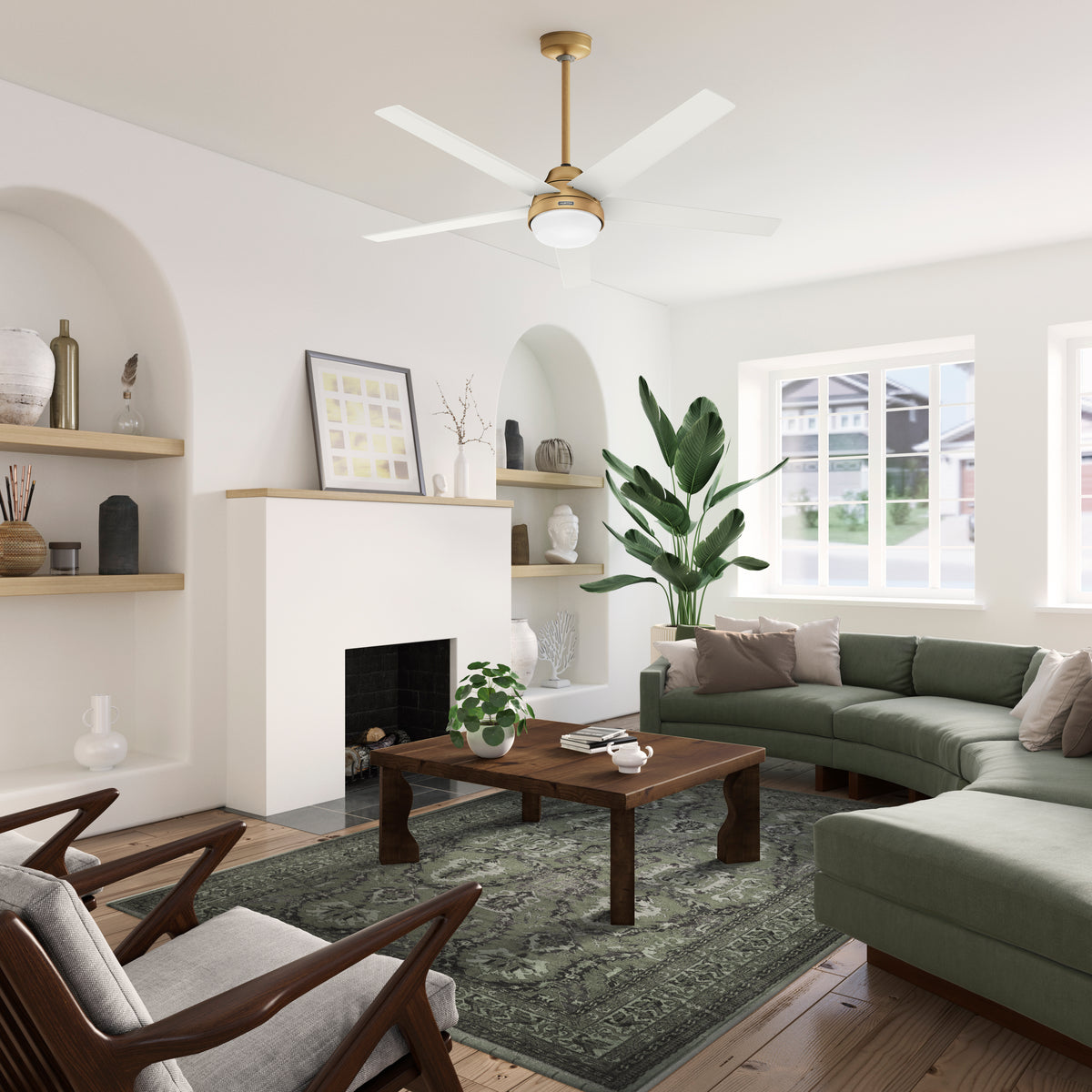 60 inch Aerodyne Wi-Fi ENERGY STAR® Luxe Gold Ceiling Fan with LED Light Kit and Handheld Remote