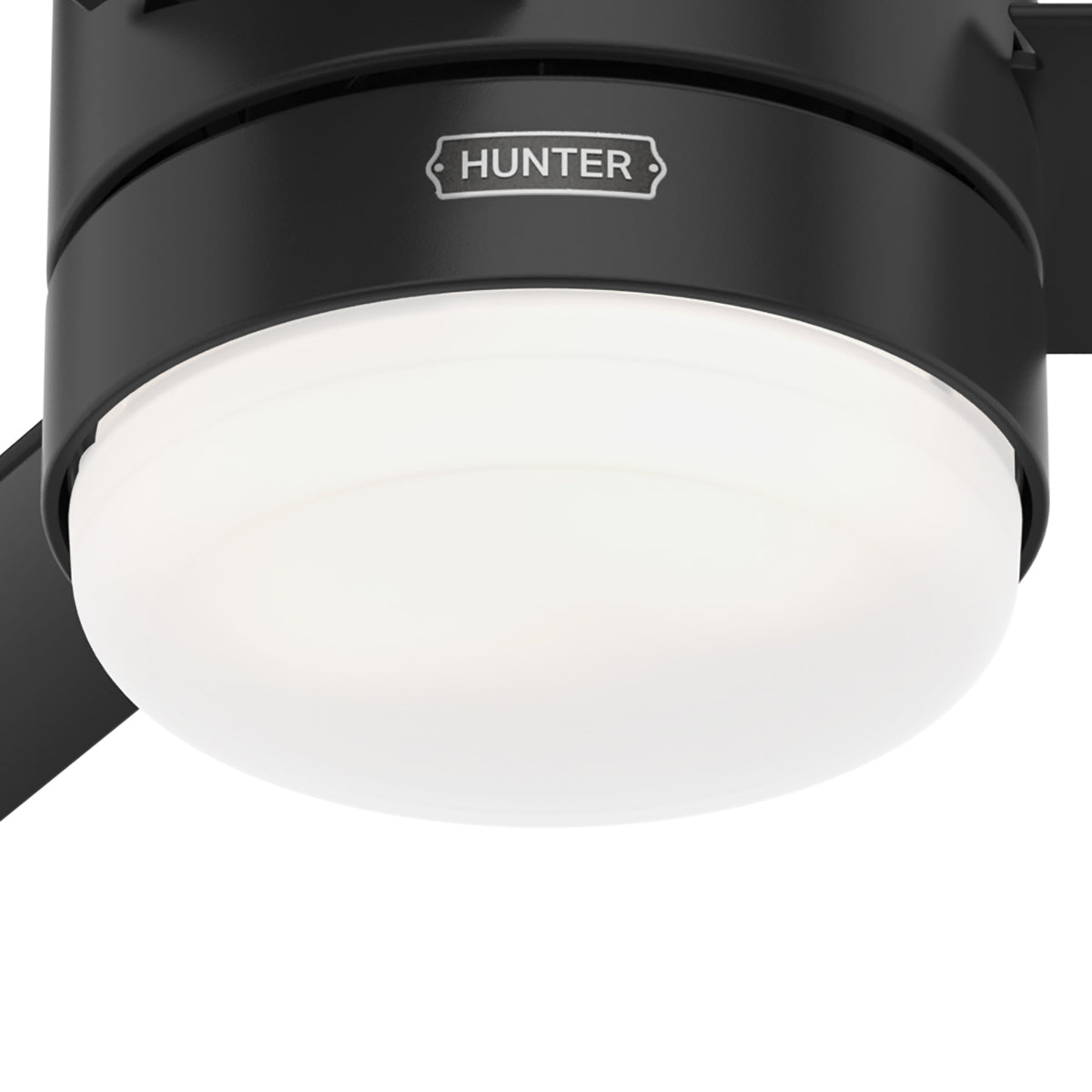 52 inch Gilmour Matte Black Low Profile Damp Rated Ceiling Fan with LED Light Kit and Handheld Remote