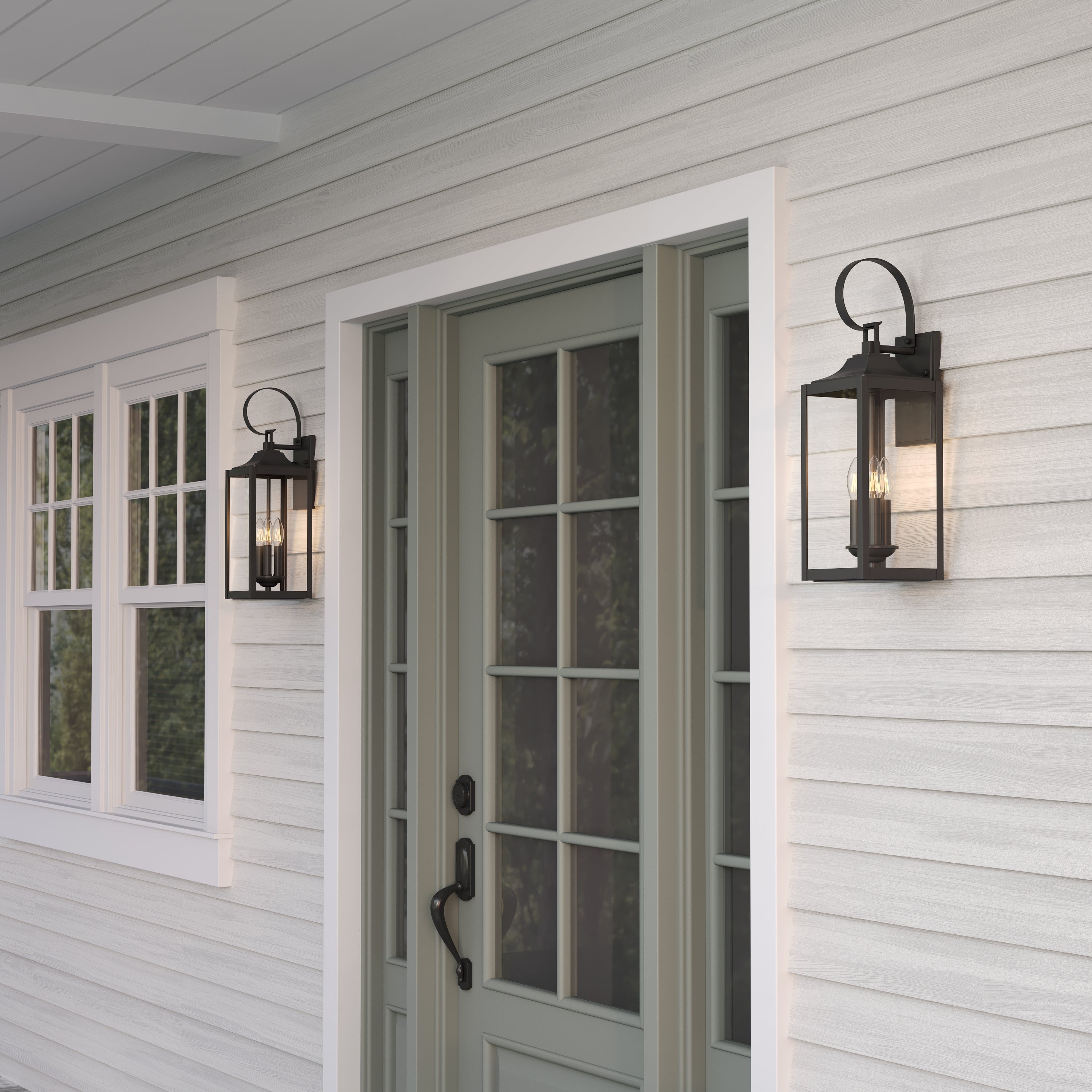 7.25'' Halston Powder Coated Black 3 Light Lantern