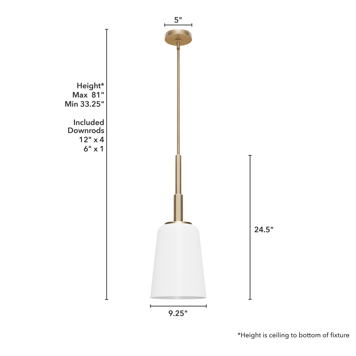 Nolita 9.25-inch 1-light Alturas Gold Pendant with Cased White Glass