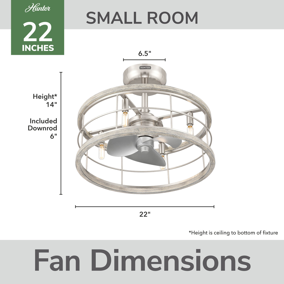 22 inch Bridgette Fandelier Brushed Nickel Ceiling Fan with Light Kit and Handheld Remote
