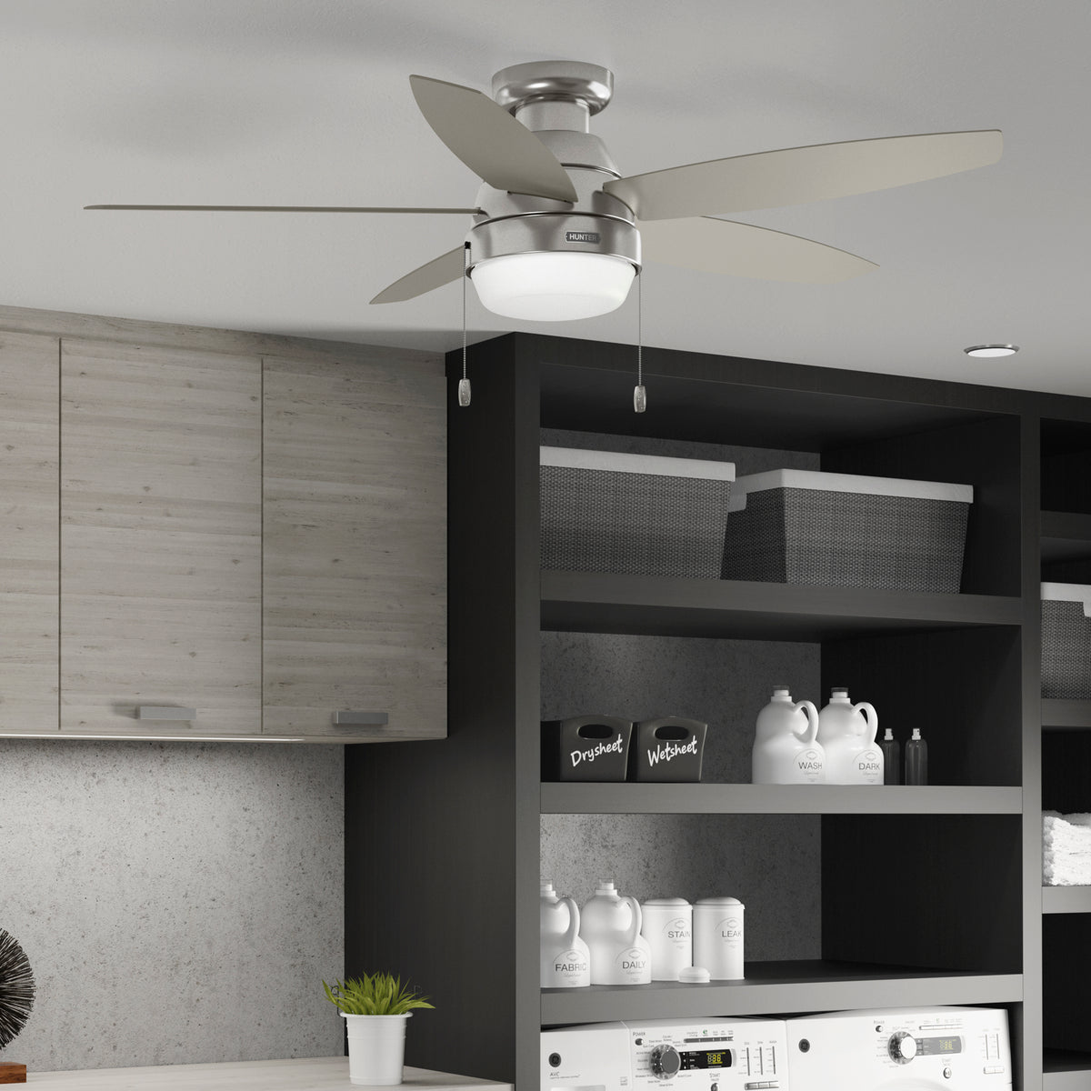 52 inch Lilliana Brushed Nickel Low Profile Ceiling Fan with LED Light Kit and Pull Chain