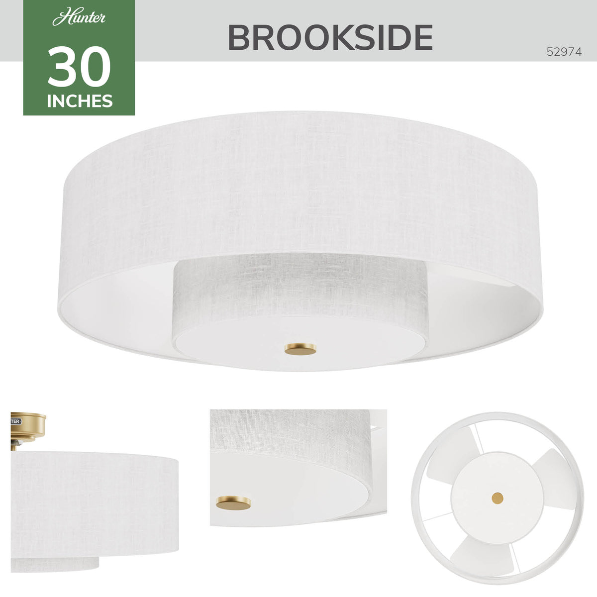 30 inch Brookside Luxe Gold Ceiling Fan with LED Light Kit and Handheld Remote