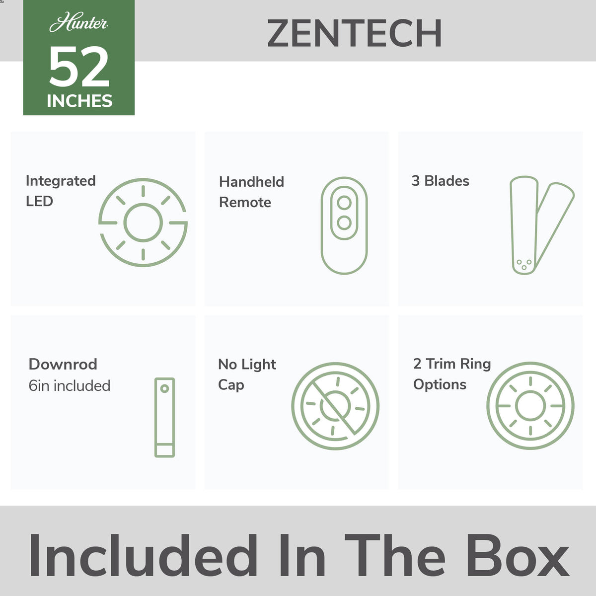 52 inch Zentech Wi-Fi ENERGY STAR® Fresh White Damp Rated LED Ceiling Fan with Remote