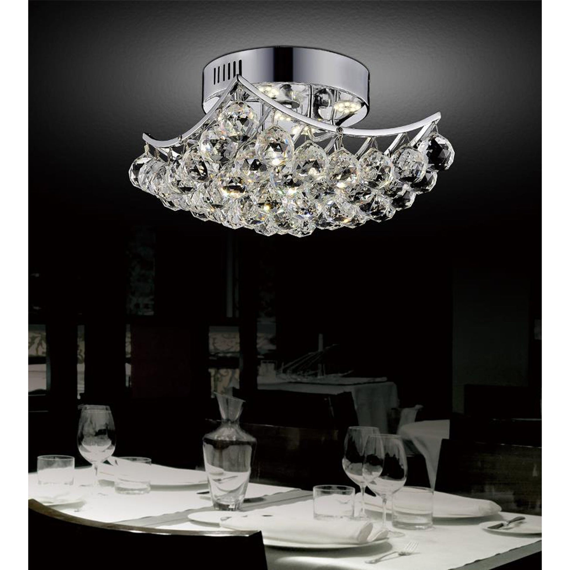 Queen 6 Light Chrome Flush Mount