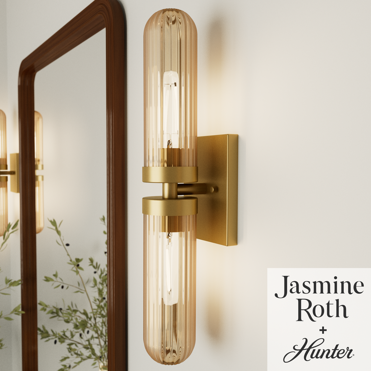 Beverly Glen 24-inch 2-light Luxe Gold Vanity Light with Amber Glass