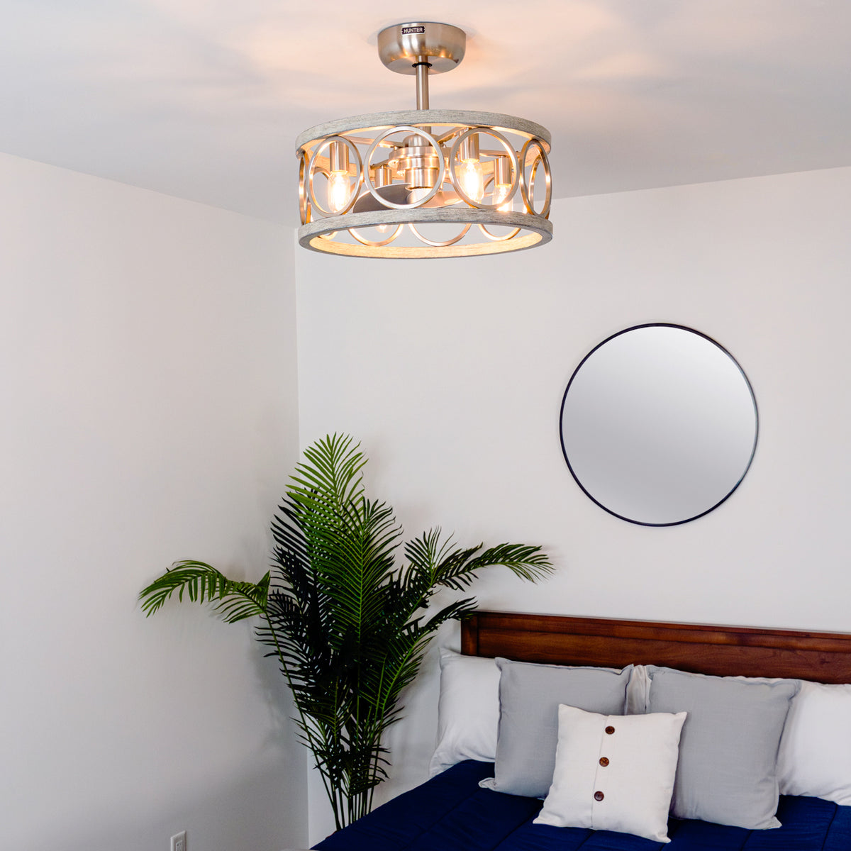 22 inch Haven Fandelier Brushed Nickel Ceiling Fan with Light Kit and Handheld Remote