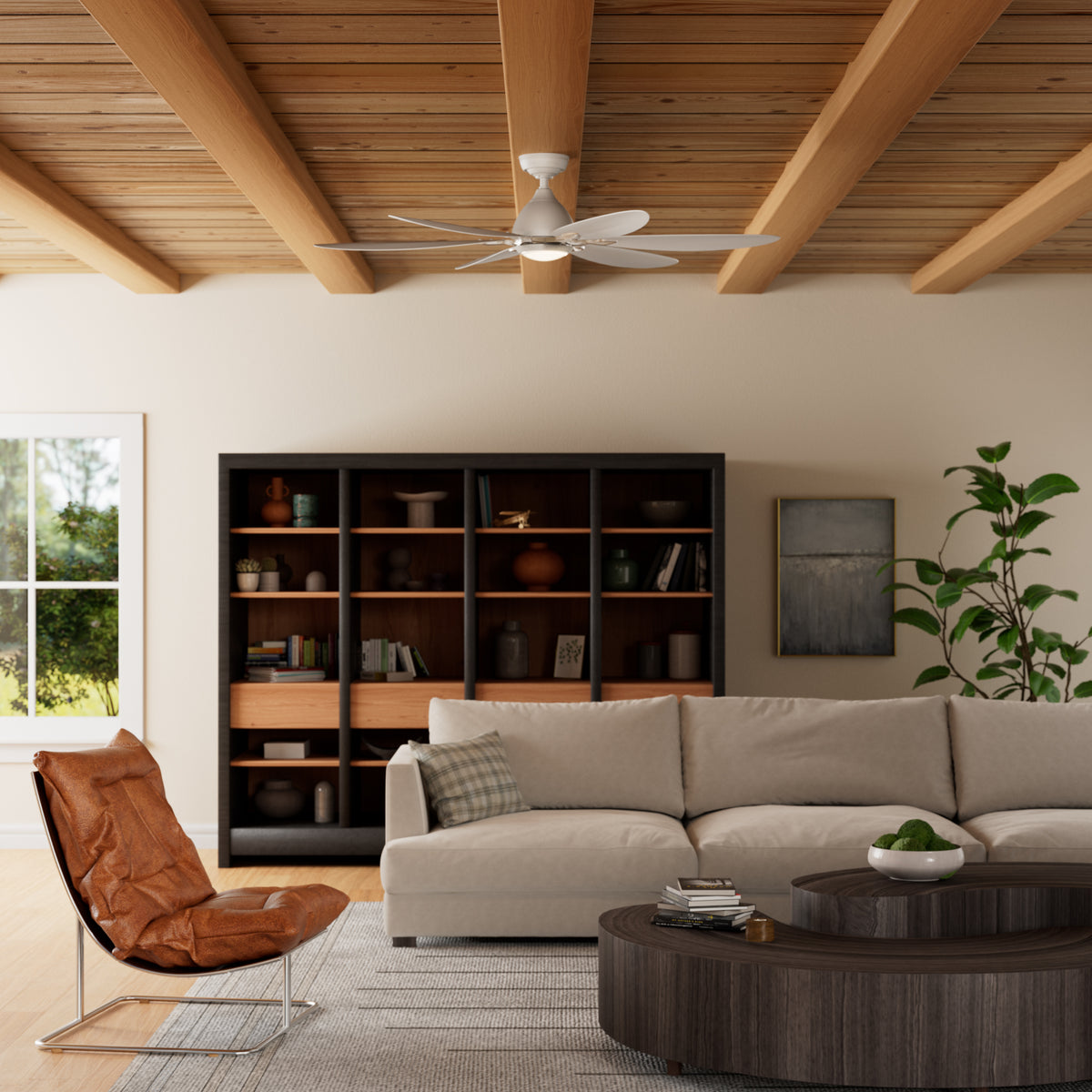 Casablanca 60 inch Azalea ENERGY STAR® Fresh White Damp Rated Ceiling Fan with LED Light Kit and Wall Control and Handheld Remote