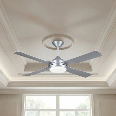 52 Inch 1 Light LED Silver Ceiling Fan with Remote