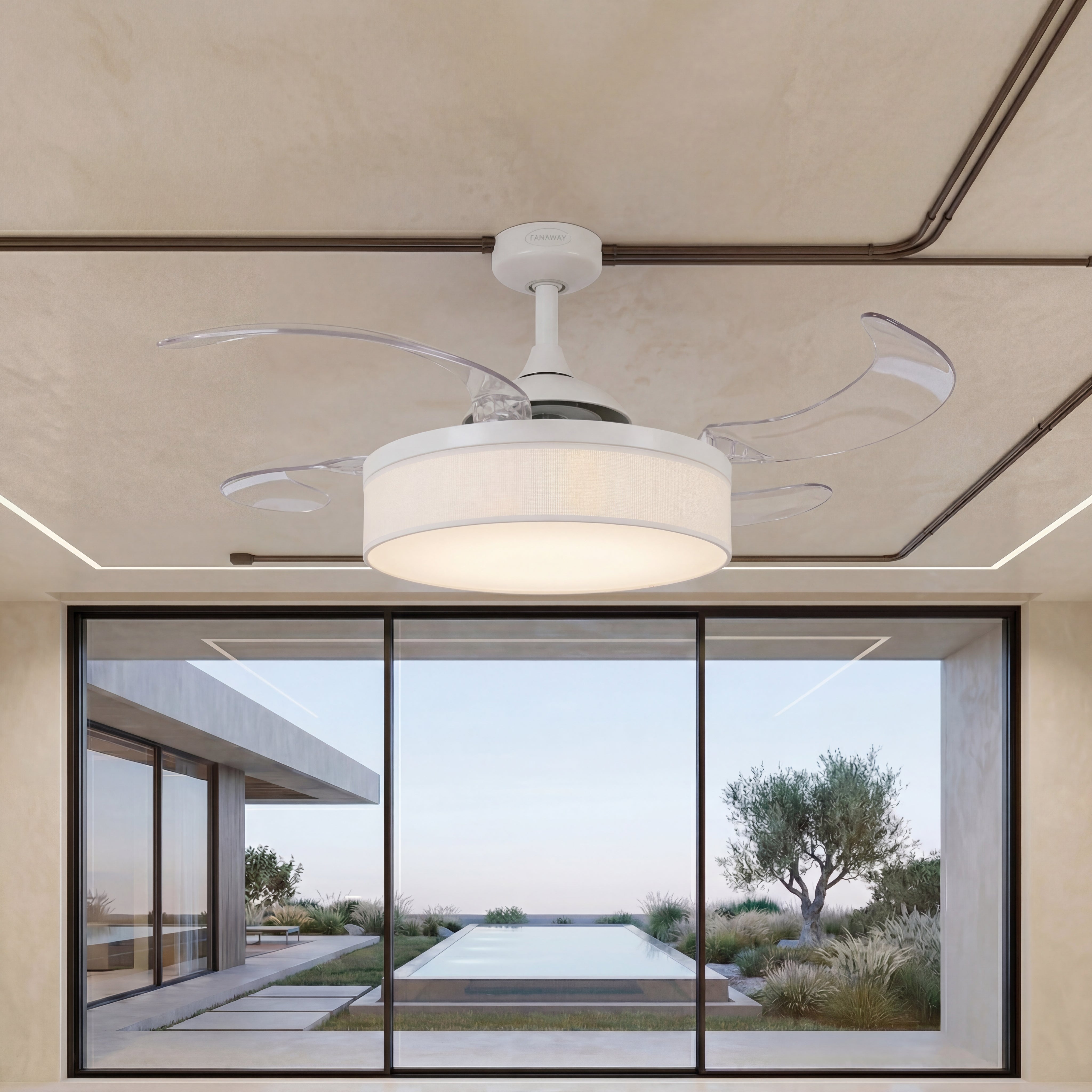 Fraser 48 Inch 3 Light White Fan with Retractable Blades