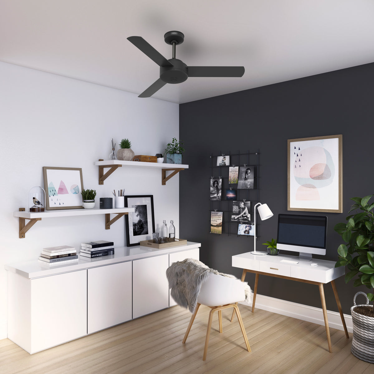 44 inch Presto Matte Black Ceiling Fan and Wall Control