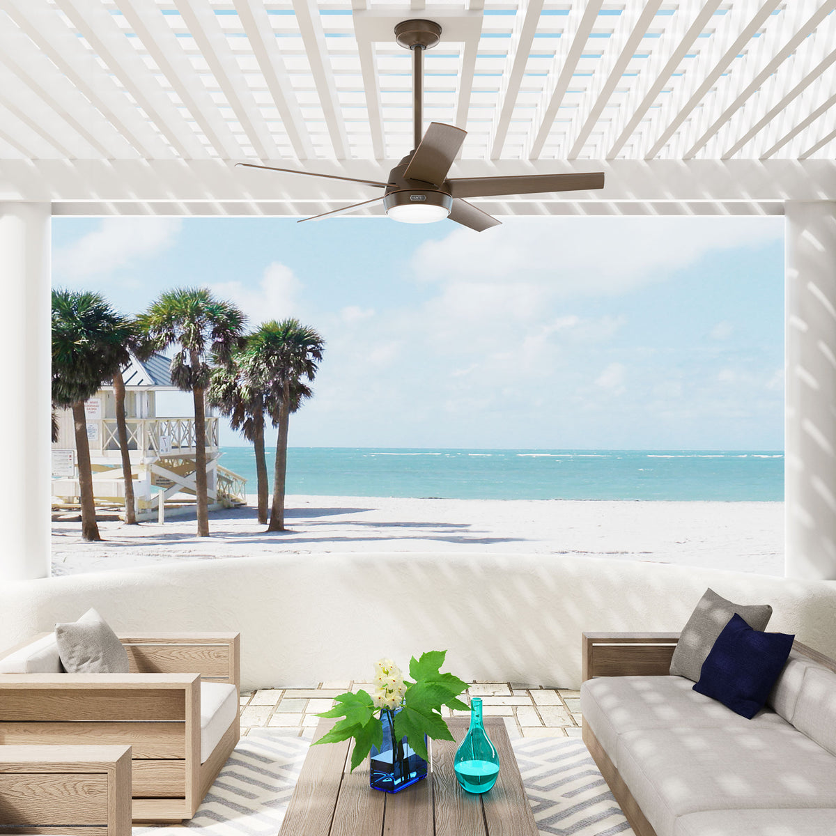 52 inch Skyflow Matte Bronze WeatherMax Indoor / Outdoor Ceiling Fan with LED Light Kit and Wall Control