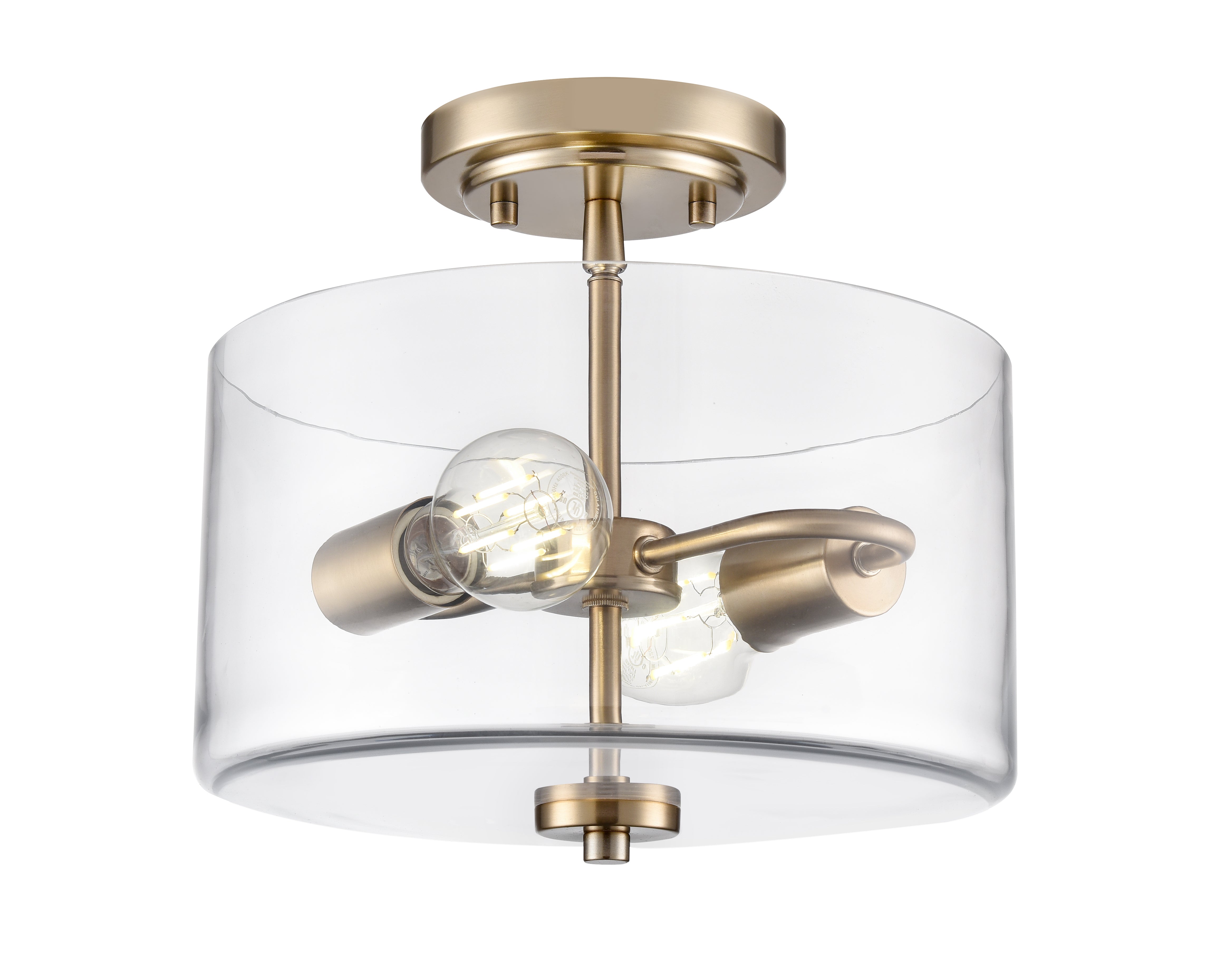 10'' Verlana Modern GoldClear 2 Light Semi-Flush Mount