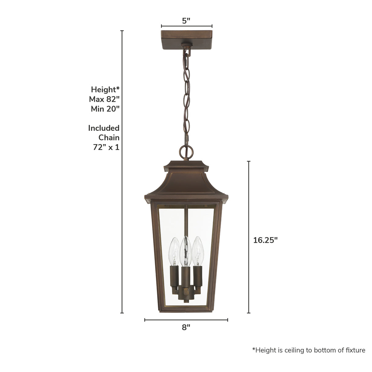 Spring Cove 17-inch 3-light Matte Bronze Outdoor Lantern Pendant Light with Clear Glass