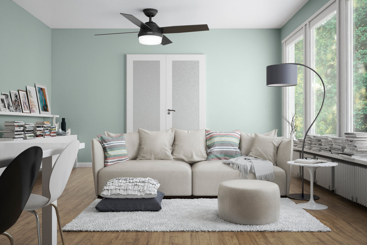 52 inch Dempsey Matte Black Ceiling Fan with LED Light Kit and Handheld Remote