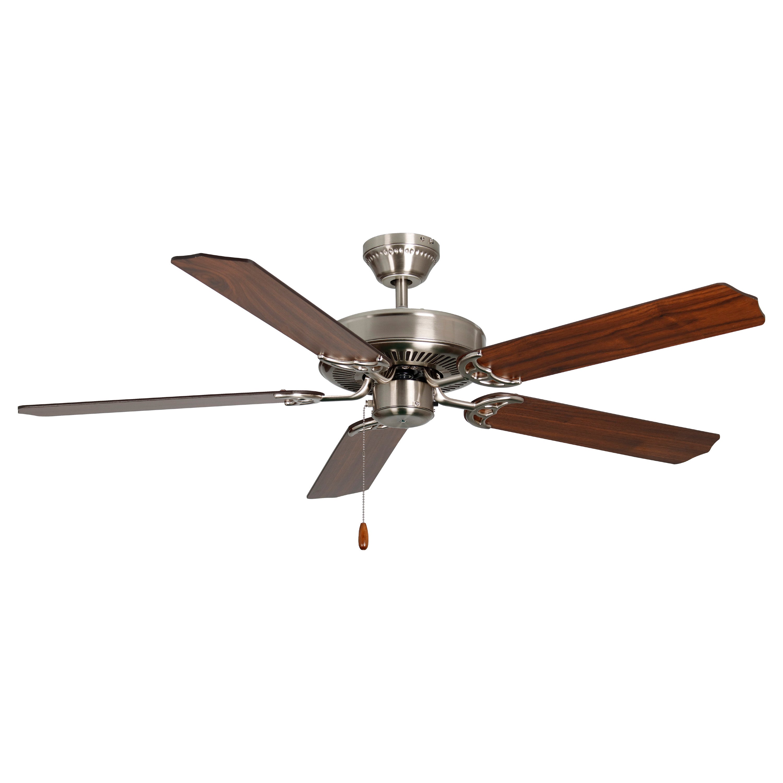 52 Inch Desert Moon AC Brushed Nickel Indoor Ceiling Fan 5 Walnut Blade Reversible