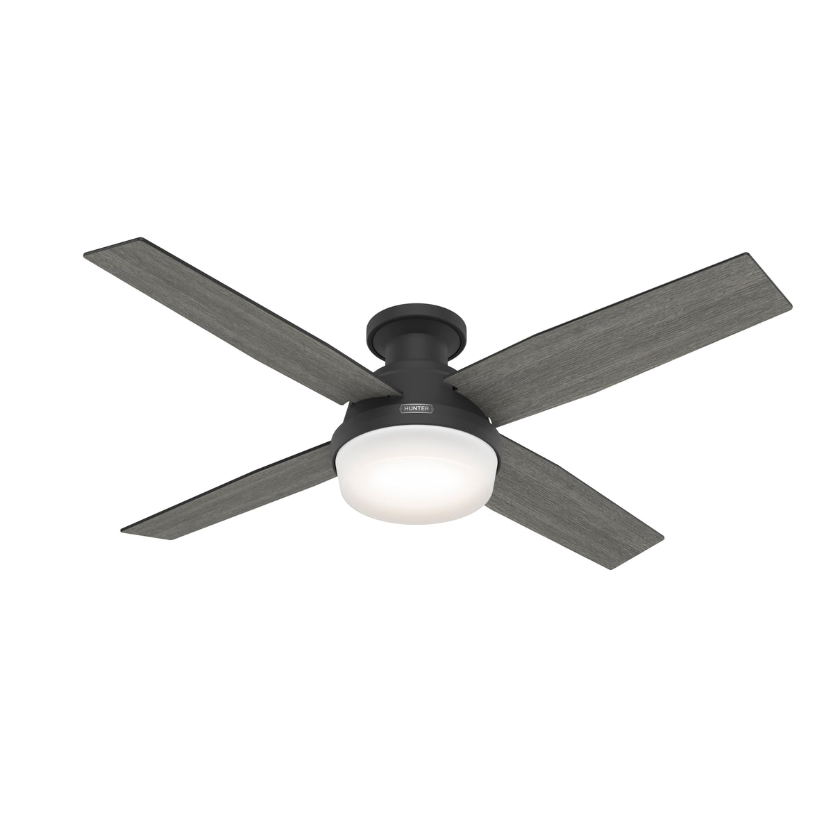 52 inch Dempsey Matte Black Low Profile Ceiling Fan with LED Light Kit and Handheld Remote