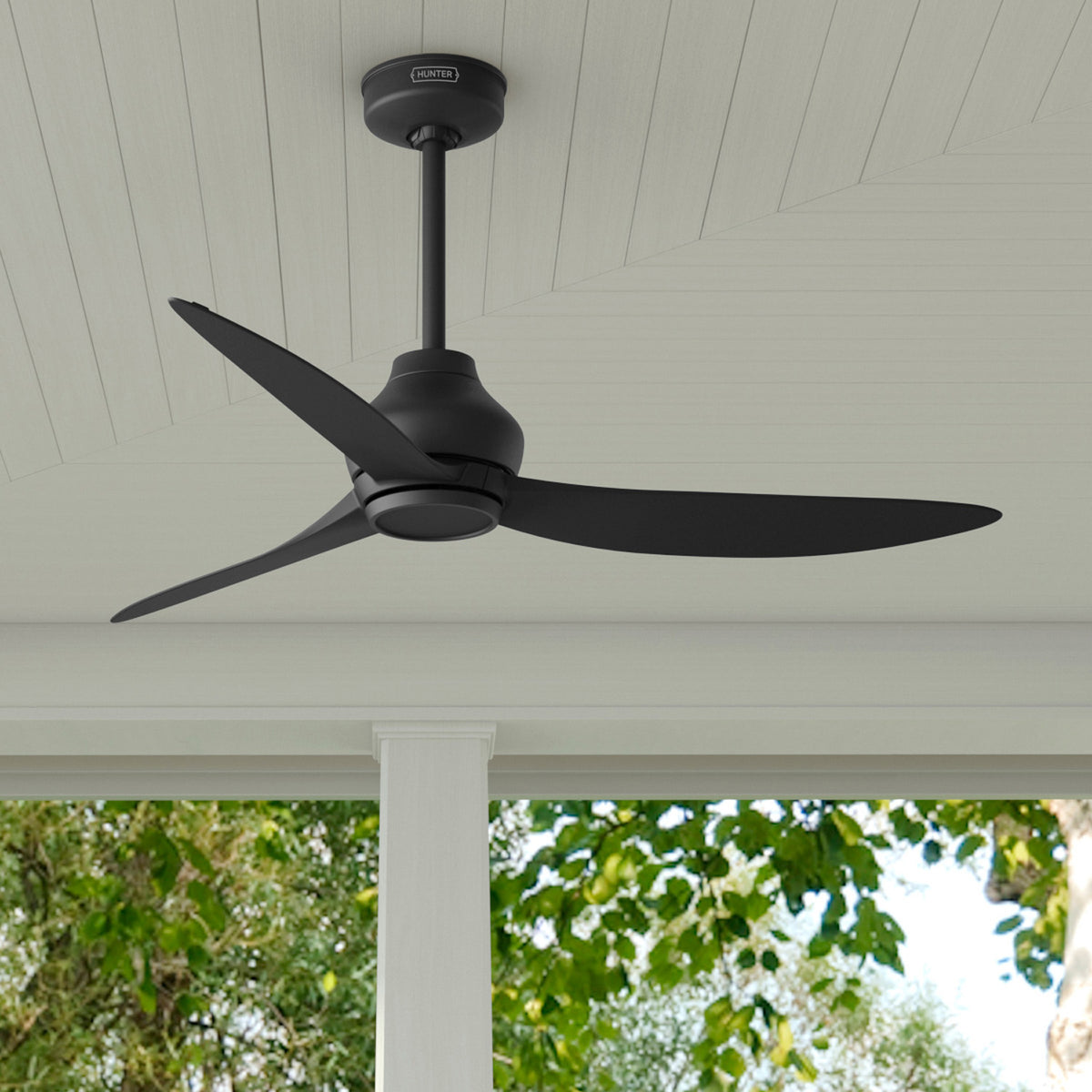 52 inch Mazzini ENERGY STAR® Matte Black Damp Rated Ceiling Fan and Handheld Remote