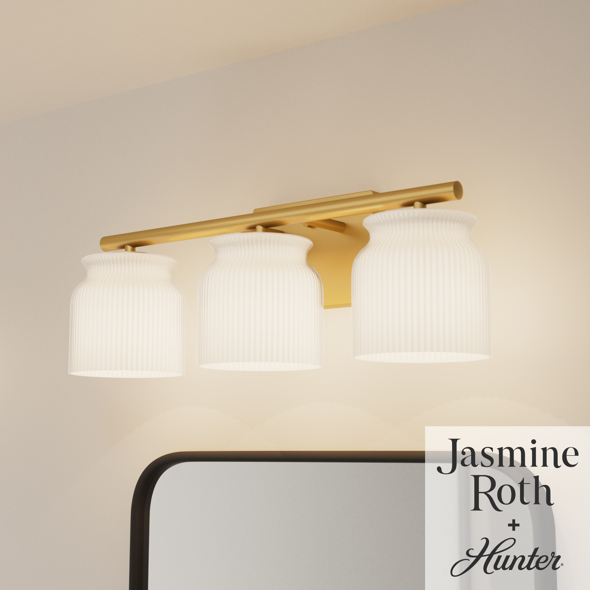 Harlowe 22-inch 3-light Luxe Gold Vanity Light with Cased White Glass