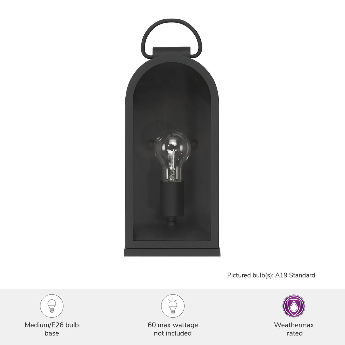 Kendra Bell 15-inch 1-light Matte Black Outdoor Wall Light with Clear Glass