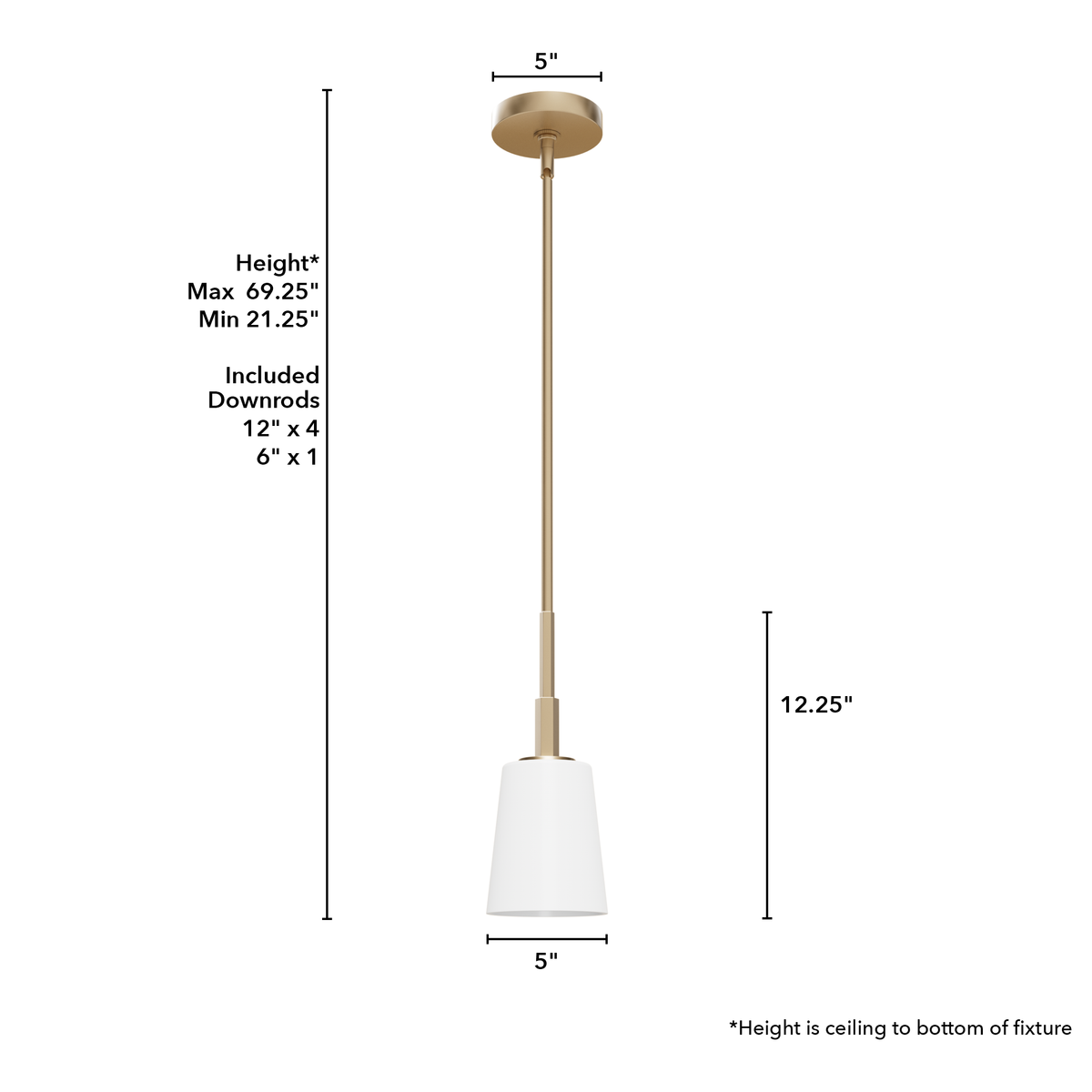 Nolita 5-inch 1-light Alturas Gold Pendant with Cased White Glass