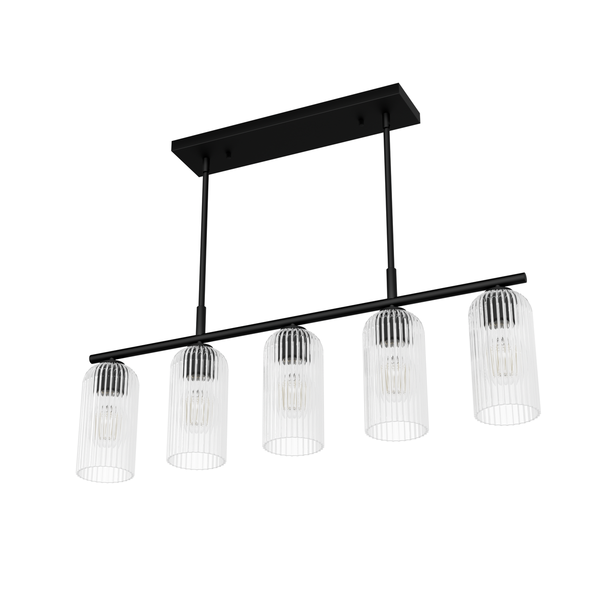 Beverly Glen 37-inch 5-light Matte Black Linear Chandelier with Clear Glass