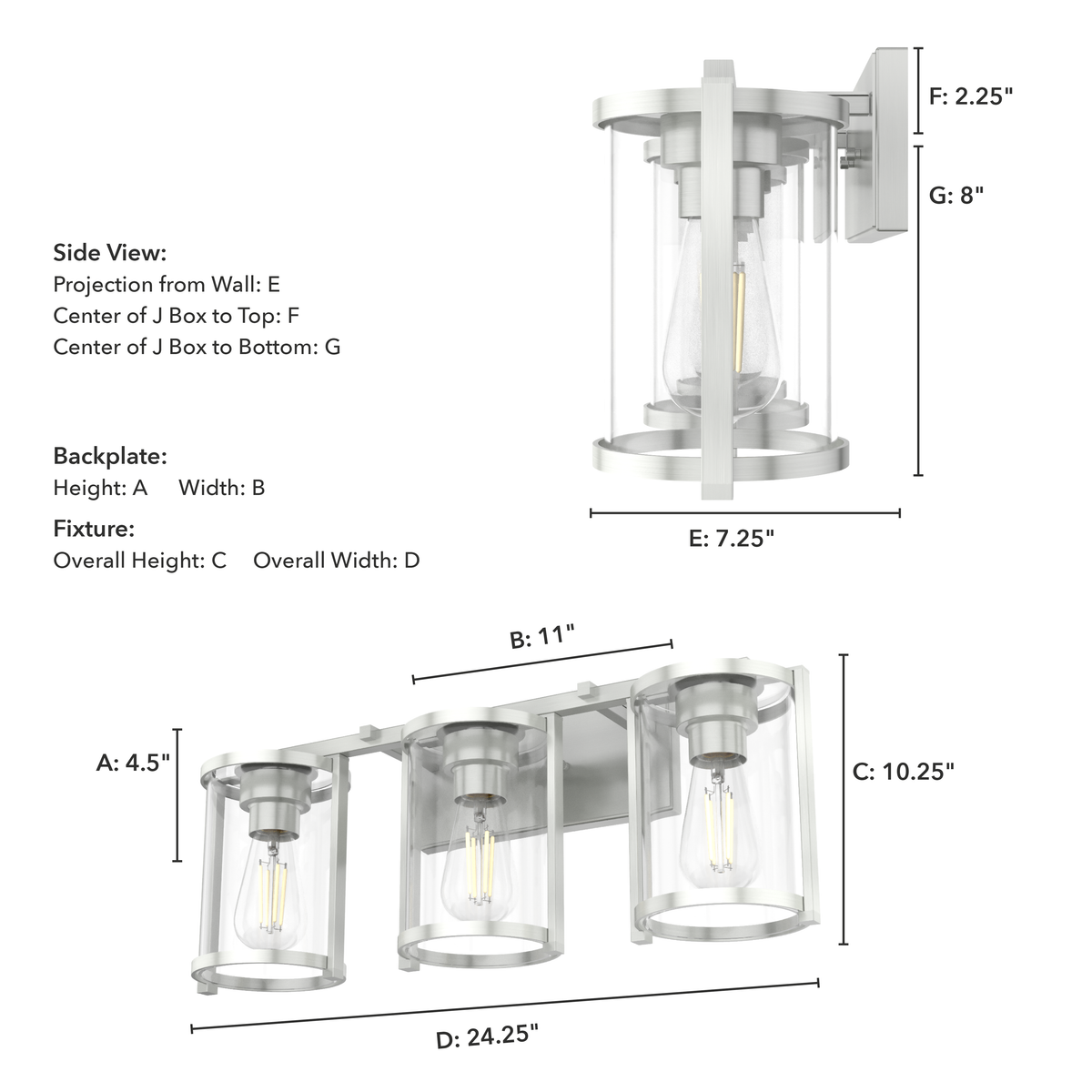 Astwood 24.25-inch 3-light Brushed Nickel Vanity Light with Clear Glass