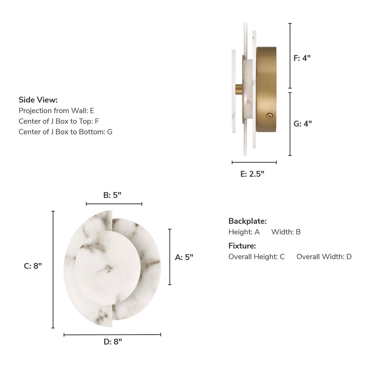 Opaline Crest 8-inch 1-light Cast Alabaster and Luxe Gold 2500K LED Wall Sconce with Cast Alabaster Resin Shade