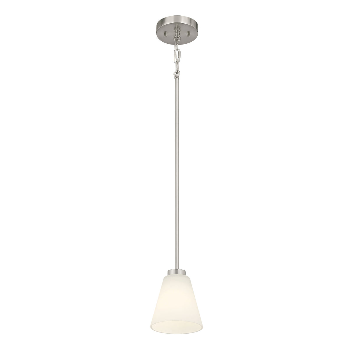 5.75-inch Strayhan Brushed Nickel 1-Light White Frosted Glass Pendant Light