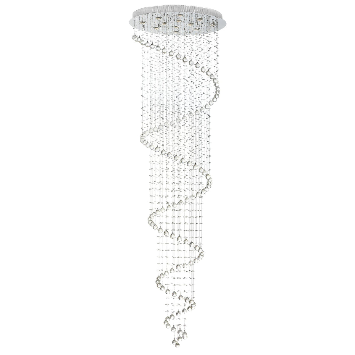 Spiral 12 Light Chrome Chandelier With Clear Crystal Design