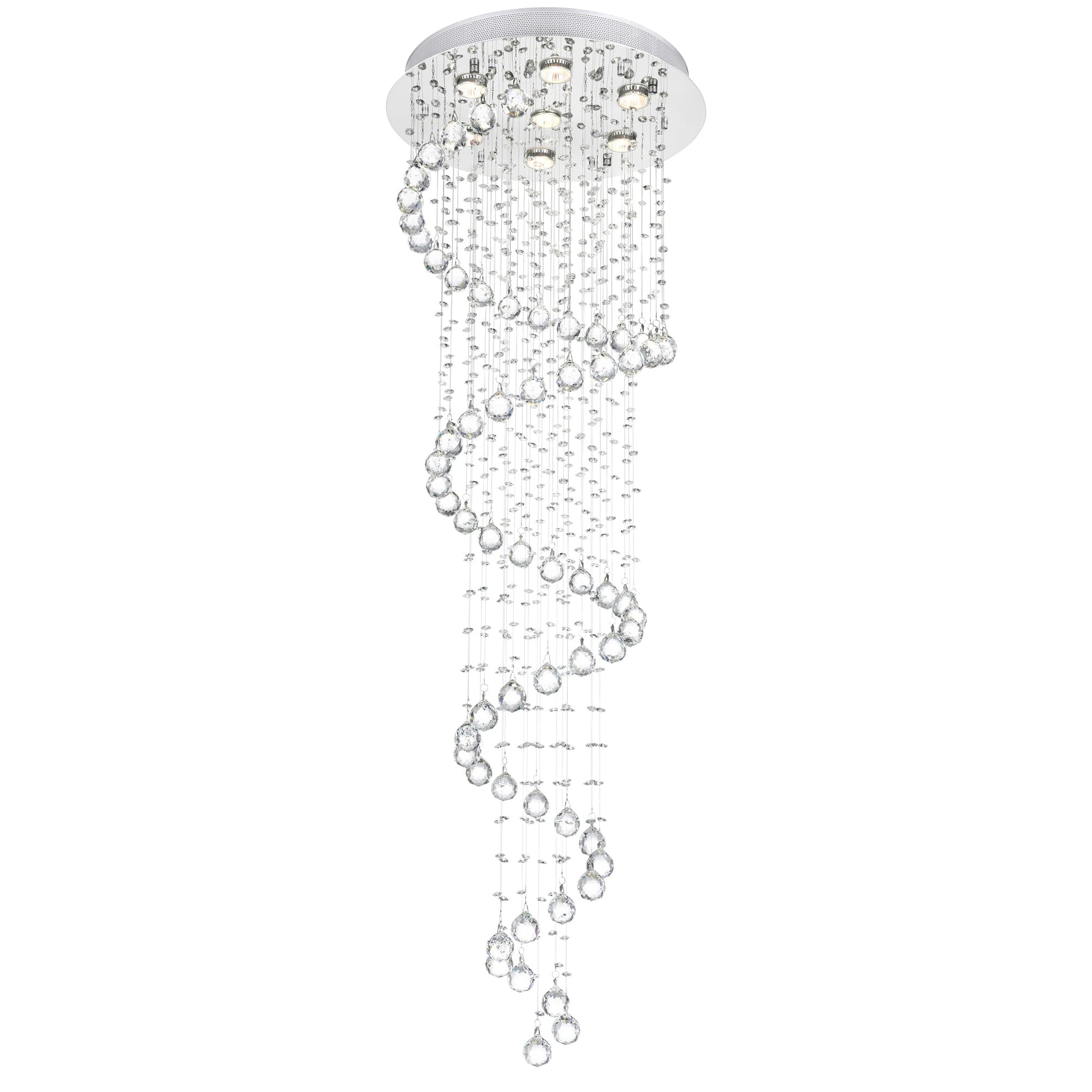Spiral 7 Light Chrome Chandelier Flush Mount