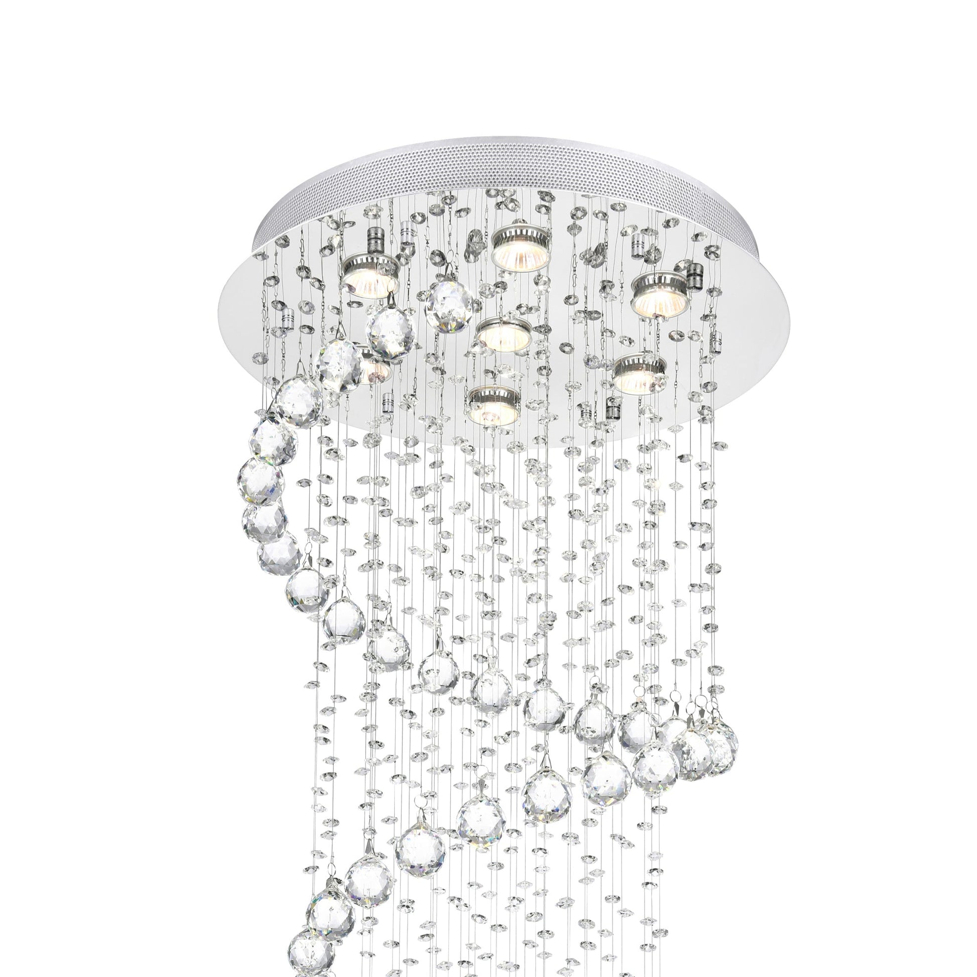 Spiral 7 Light Chrome Chandelier Flush Mount