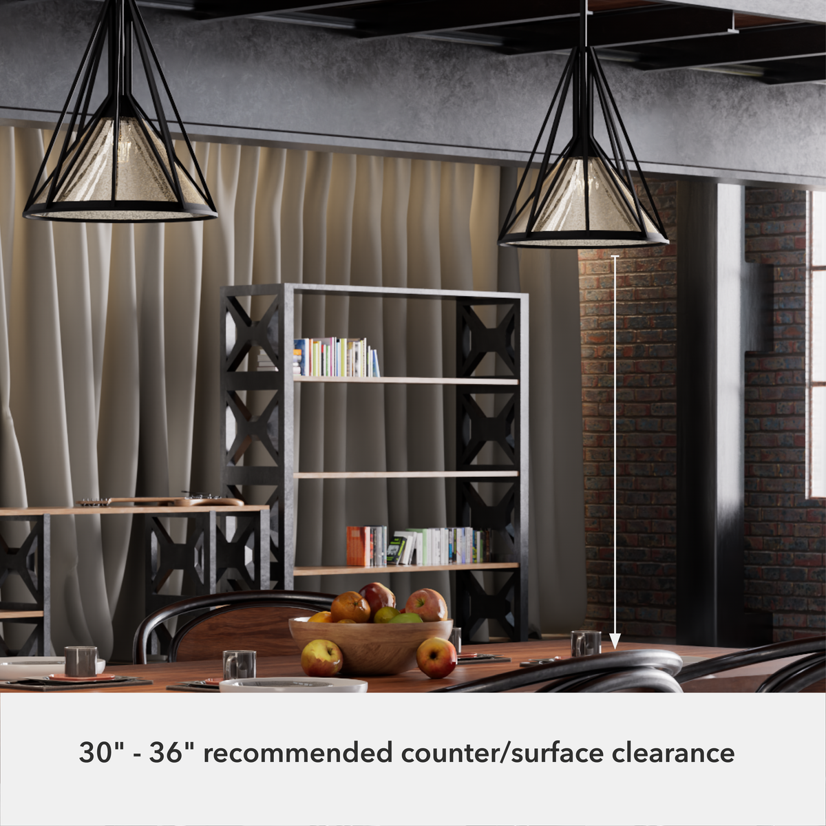 Rafner 13-inch 1-light Natural Black Iron Pendant with Mercury Glass