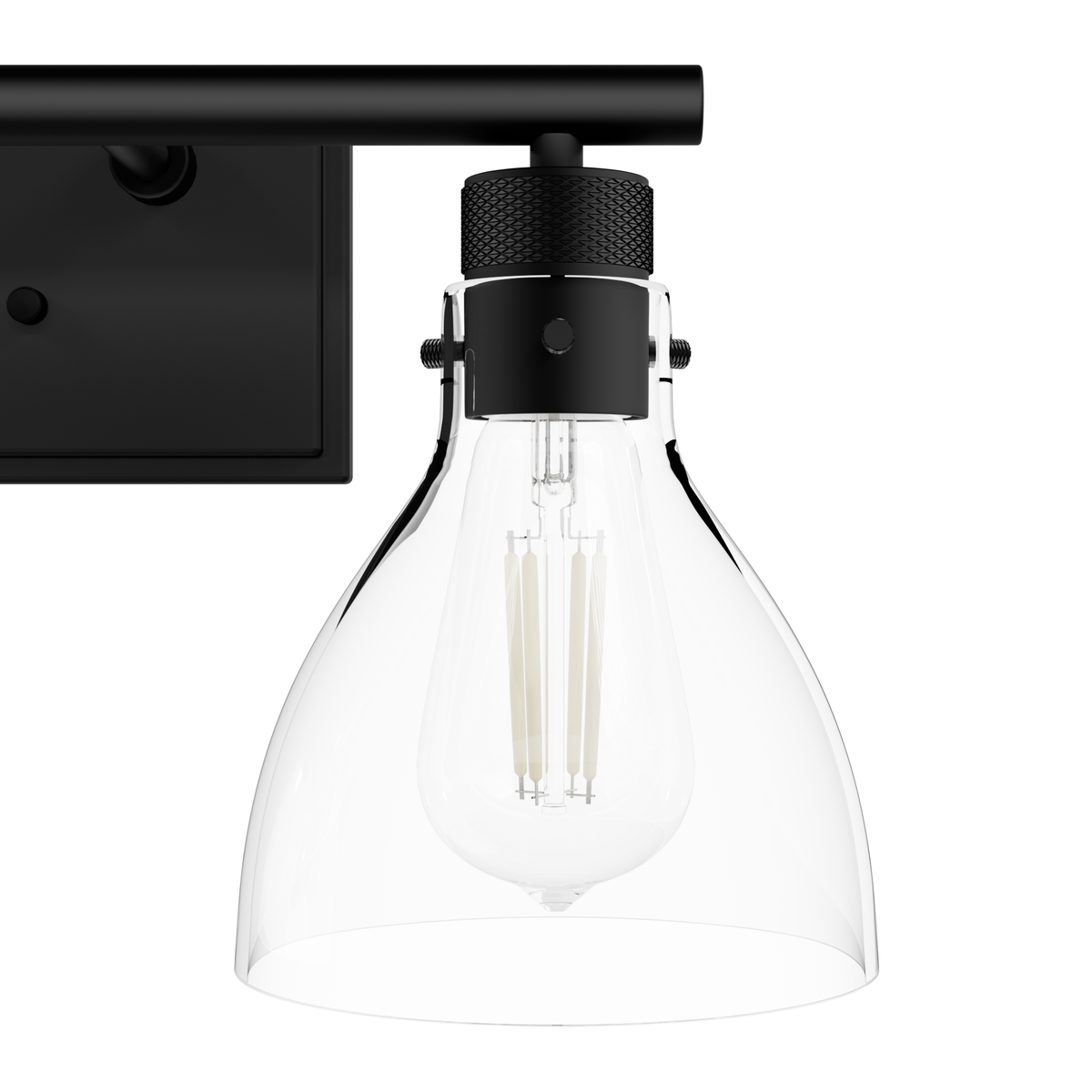 Van Nuys 23.5-inch 3-light Matte Black Vanity Light with Clear Glass