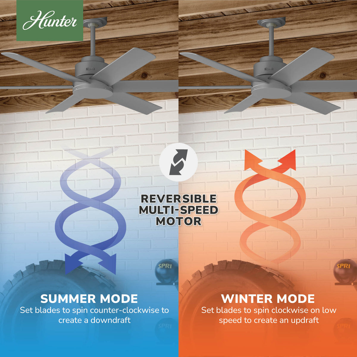 52 inch Kennicott Matte Silver Damp Rated Ceiling Fan and Wall Control