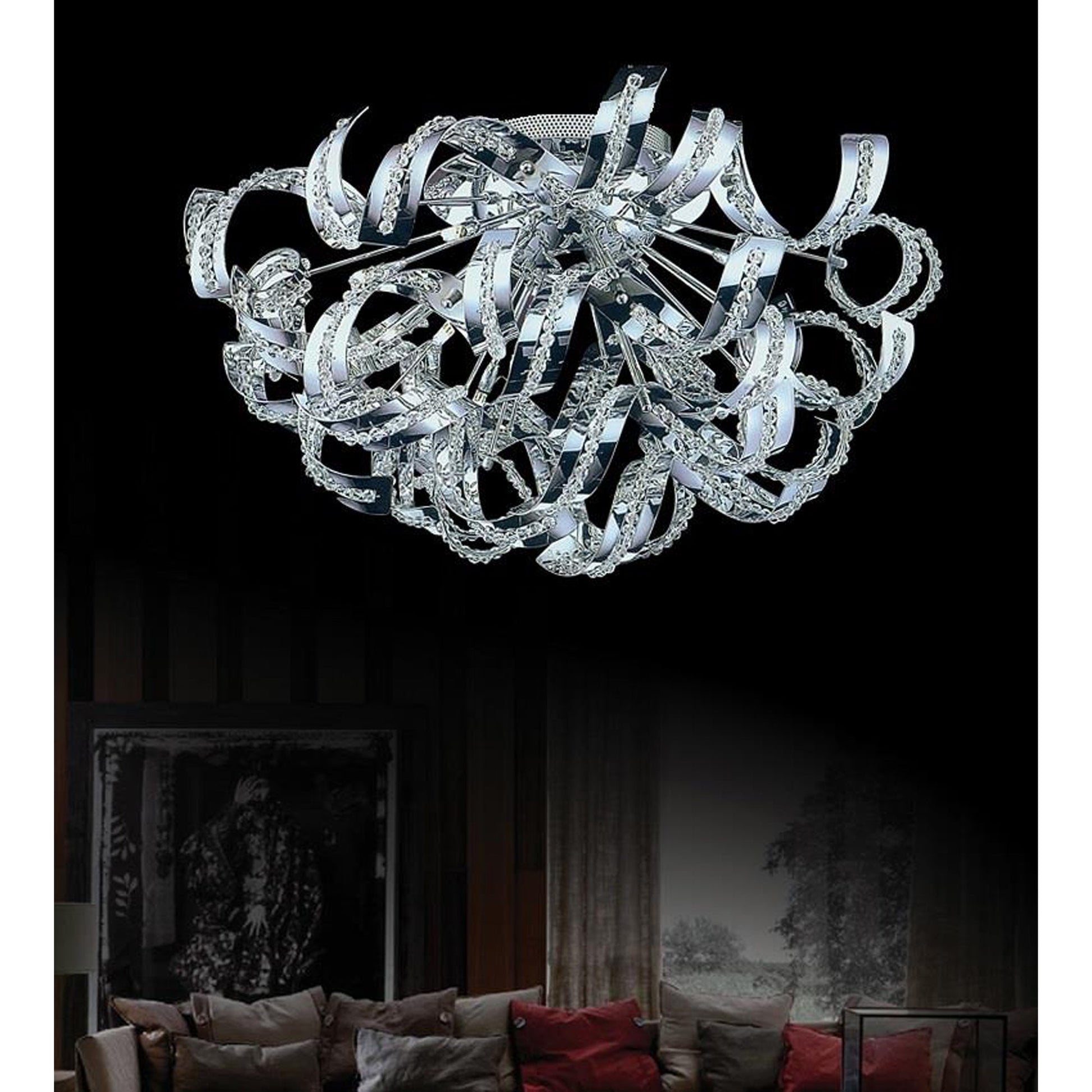 Swivel 9 Light Chrome Flush Mount