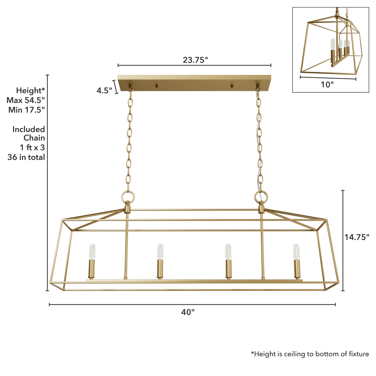 Fair Oaks 40-inch 4-light Luxe Gold Linear Chandelier