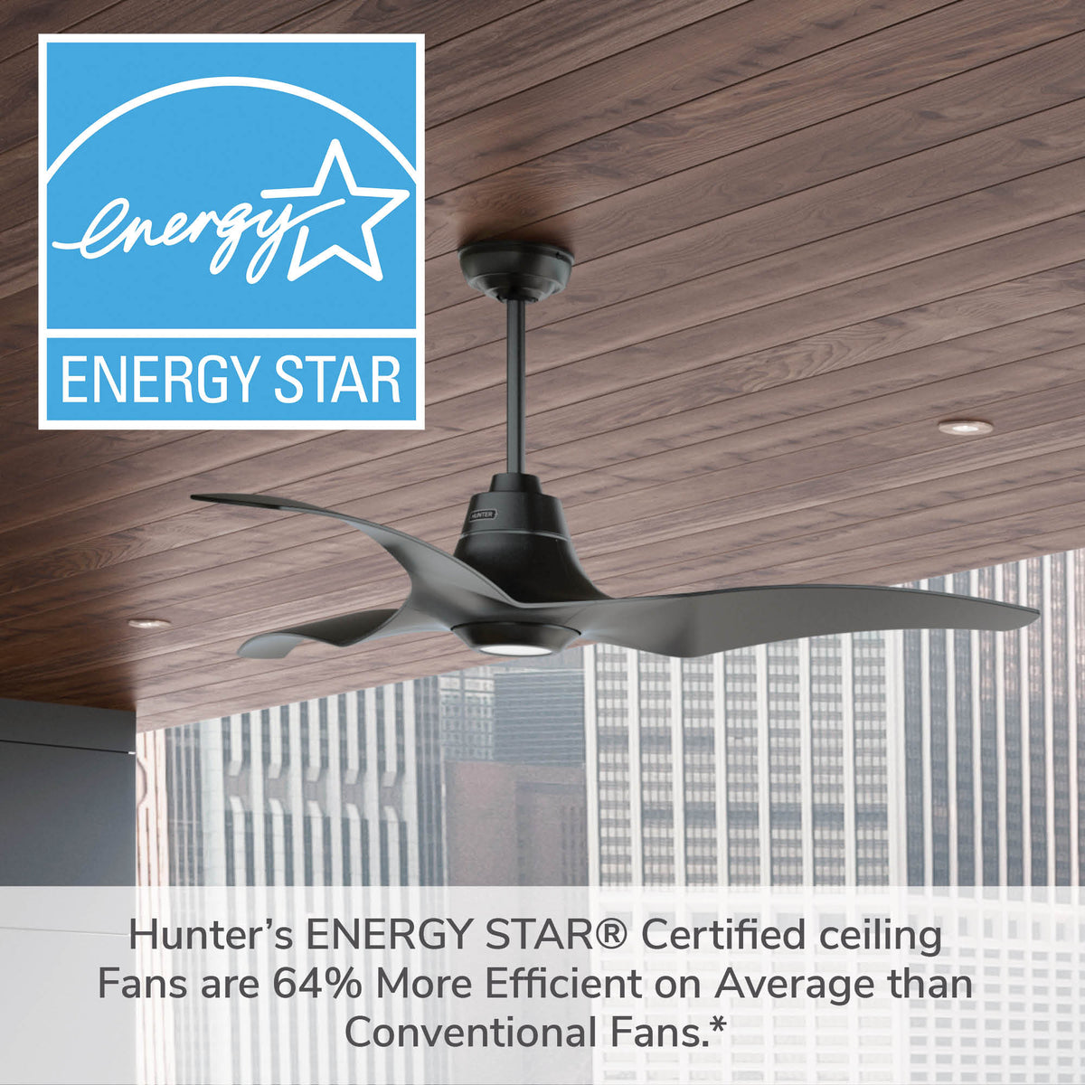 60 inch Arwen ENERGY STAR® Granite Damp Rated Ceiling Fan with LED Light Kit and Handheld Remote