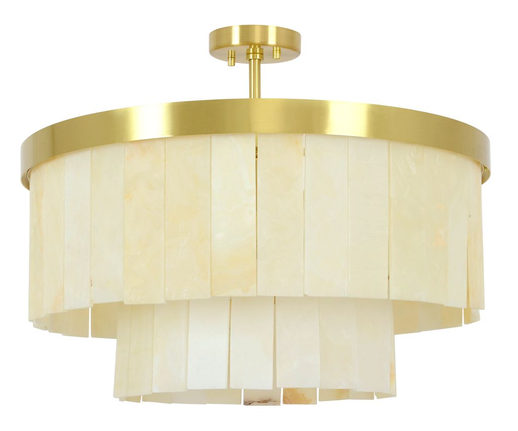 Elora 9 Light Brass Pendant Light with Jade Stone