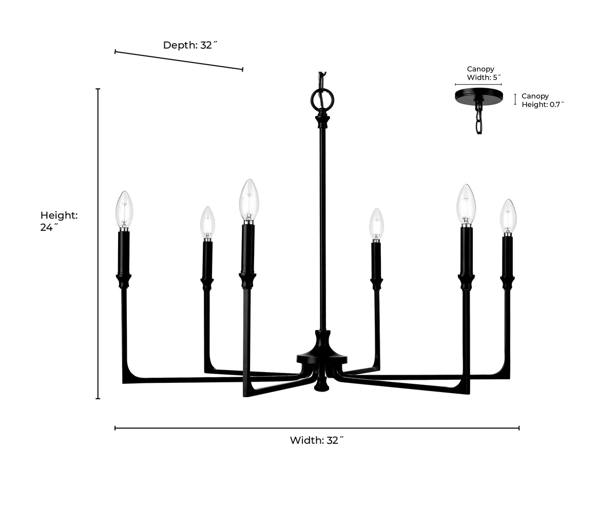 24'' Azara Vintage Brass 6 Light Chandelier