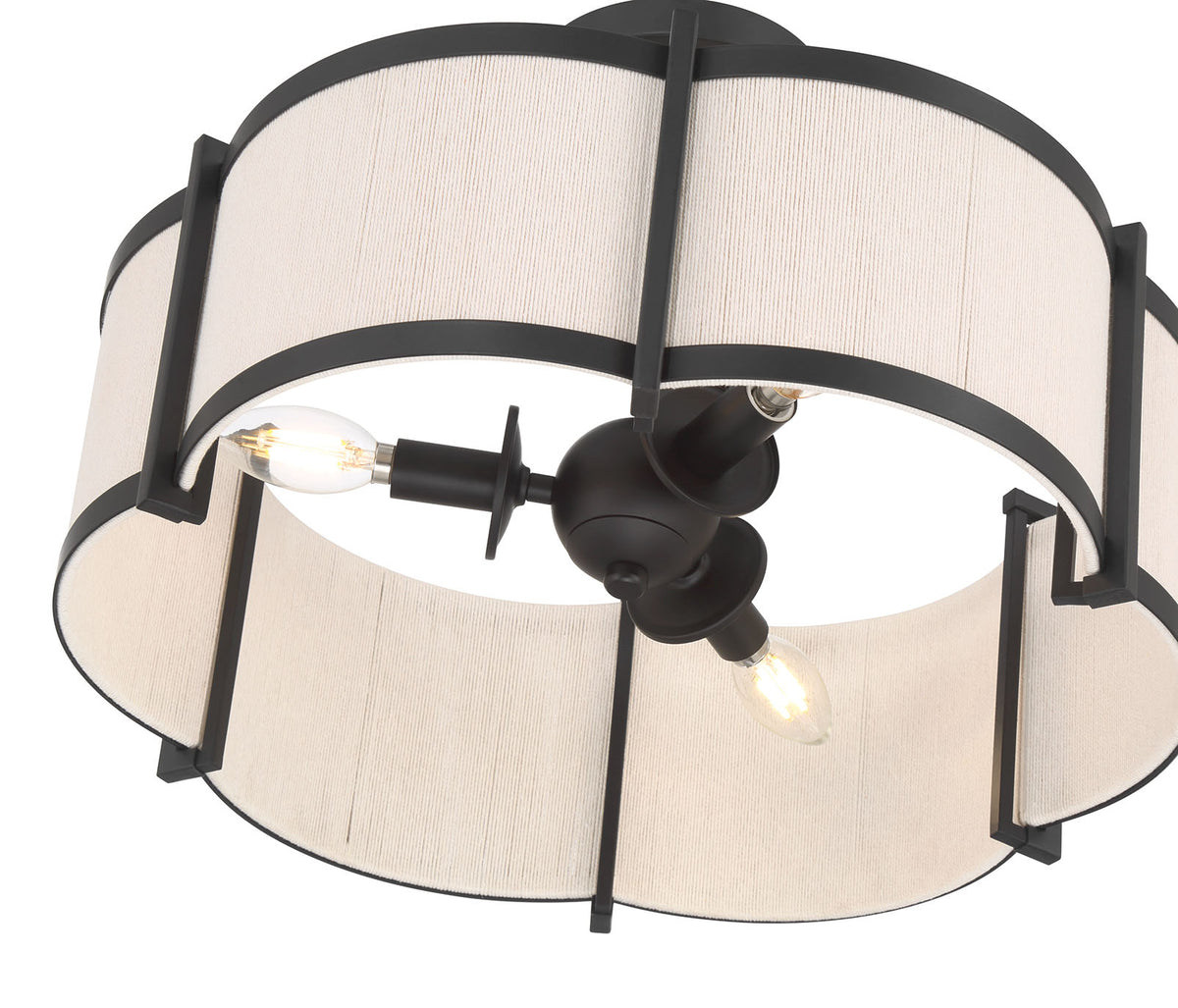 12'' Marlbeck Matte BlackOff White 3 Light Semi-Flush Mount