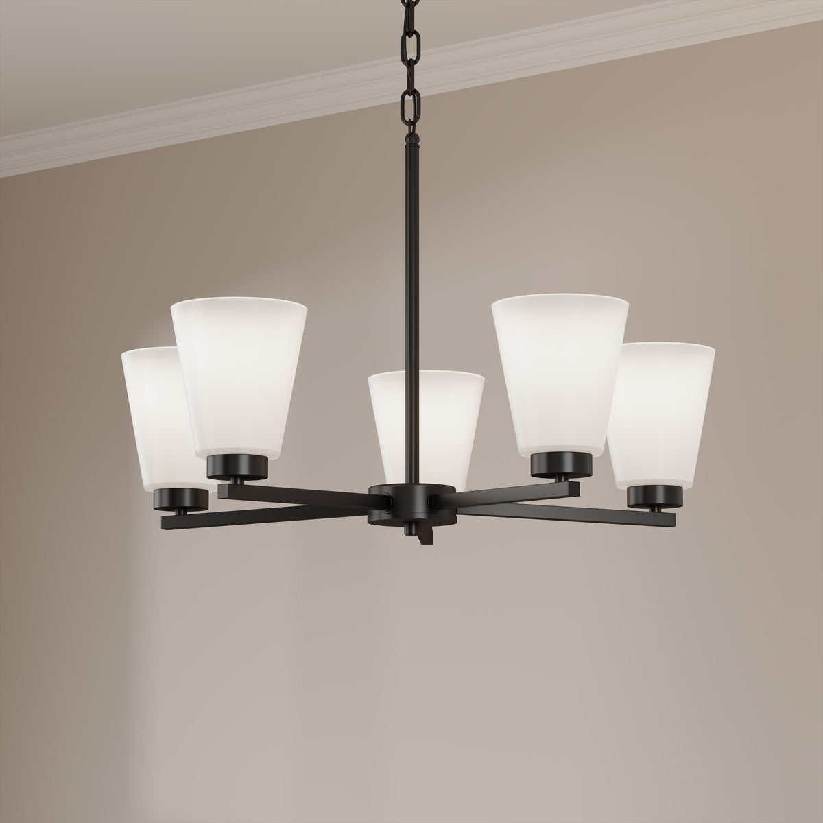 14.75'' Strayhan Matte Black 5 Light Chandelier