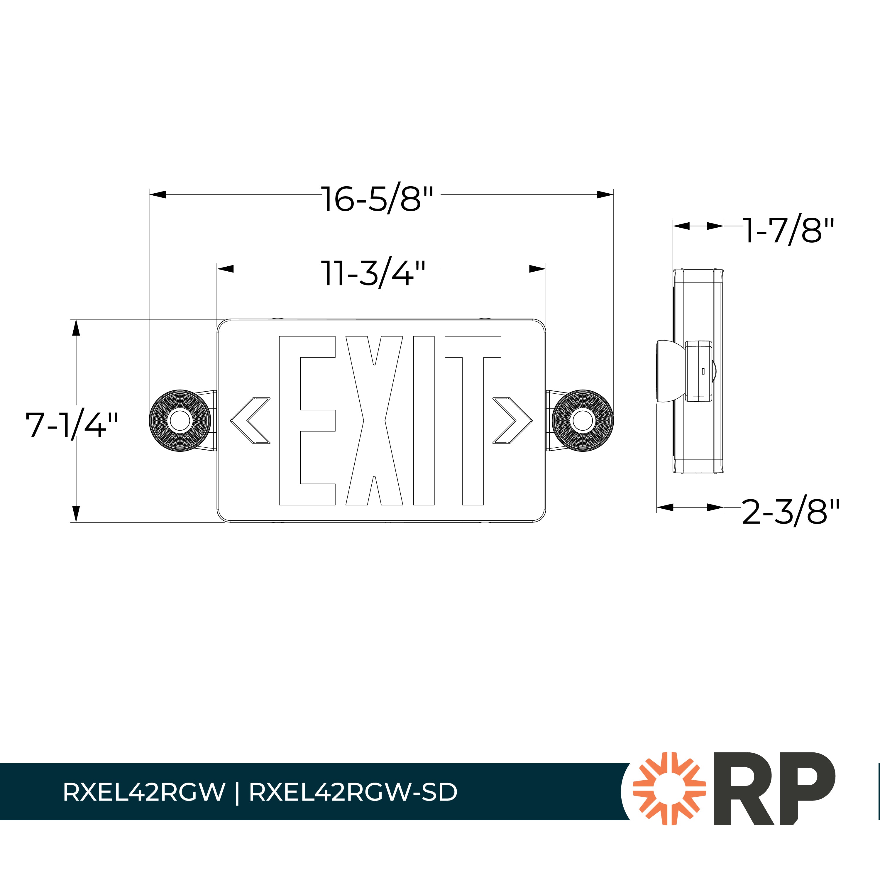 16.75-inch White Exit and Emergency Combo Light