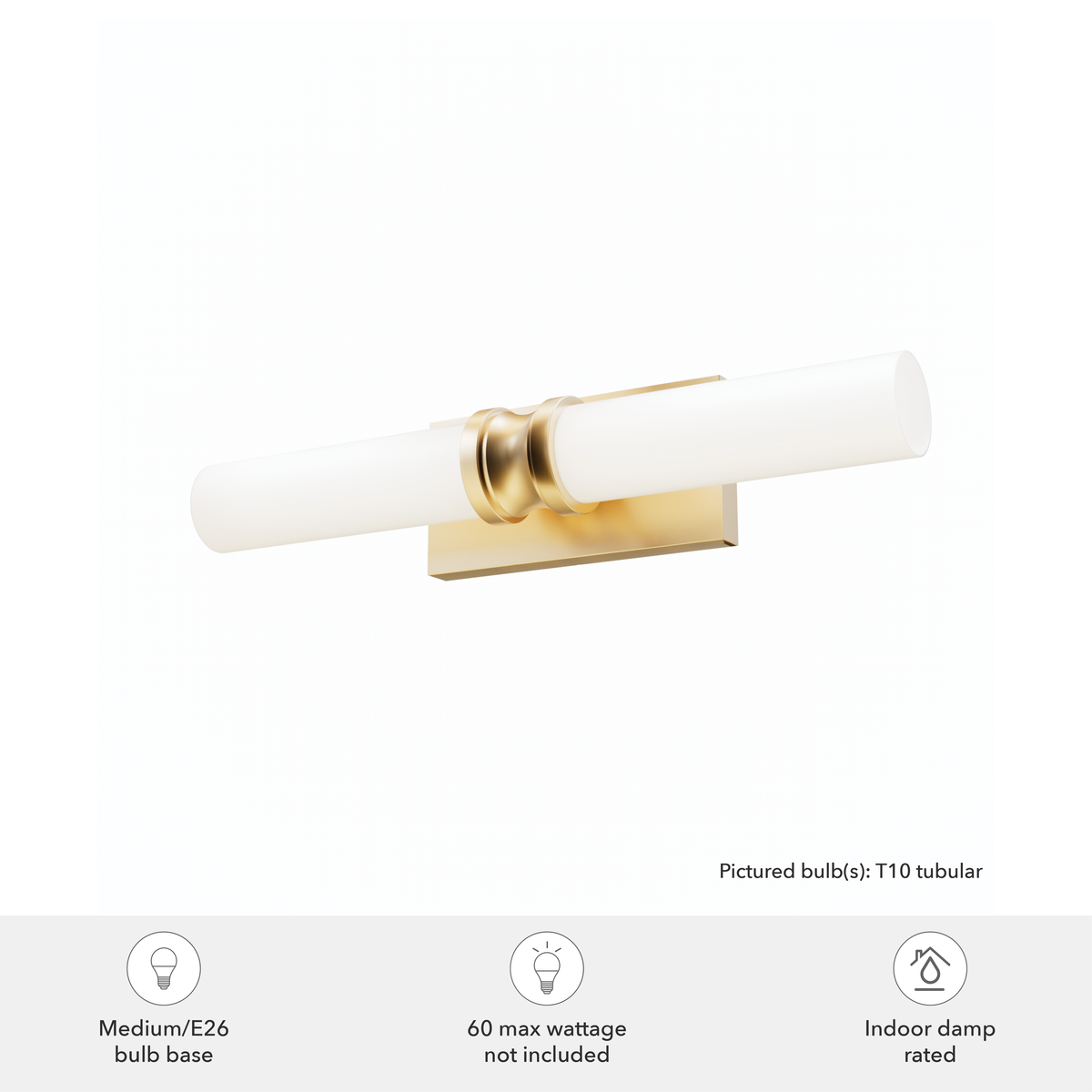 Lenlock 22-inch 2-light Alturas Gold Vanity Light with Cased White Glass