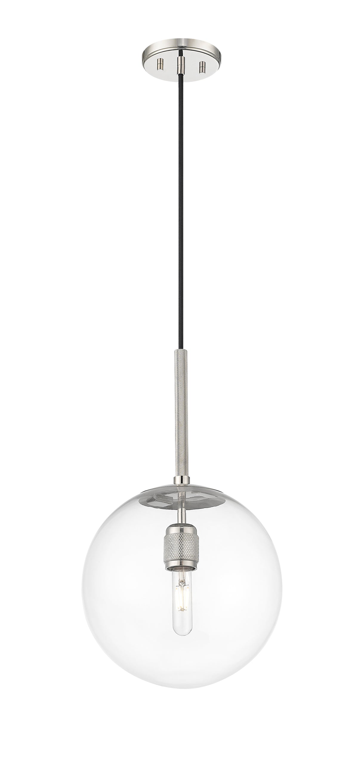 12-inch Kairo Polished Nickel 1-Light Clear Glass Pendant Light