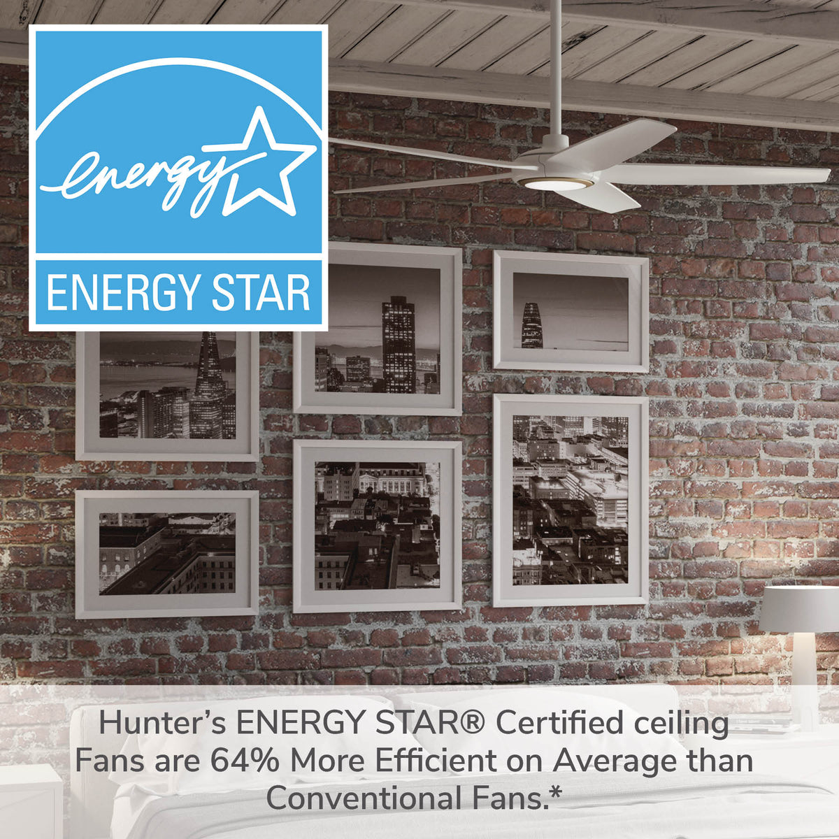 52 inch Zentech Wi-Fi ENERGY STAR® Fresh White Damp Rated Ceiling Fan with LED Light Kit and Handheld Remote