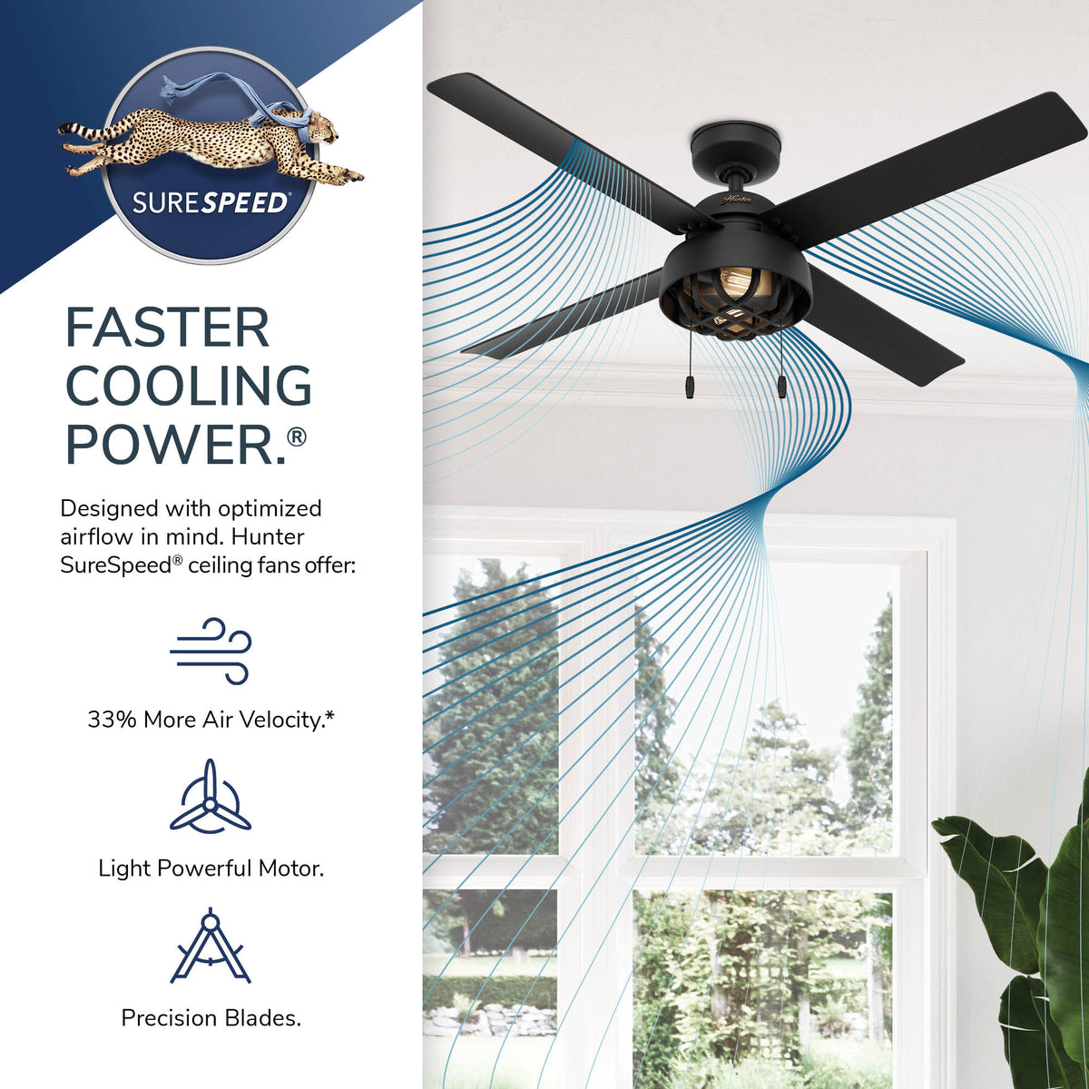 52 inch Spring Mill Matte Black Damp Rated Ceiling Fan with LED Light Kit and Pull Chain