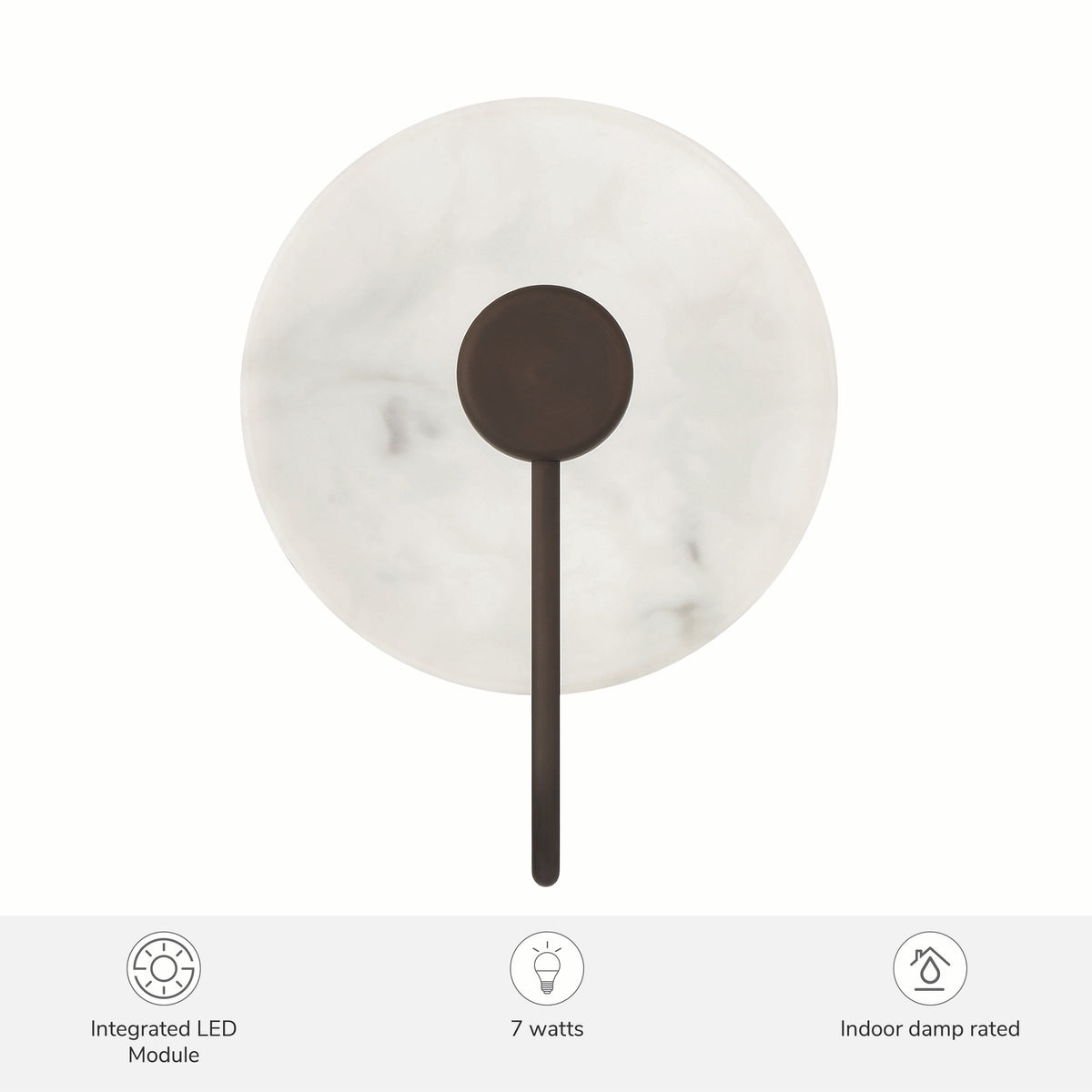 Amara Crest 8-inch 1-light Matte Bronze and Cast Alabaster LED Wall Sconce with Cast Alabaster Resin Shade