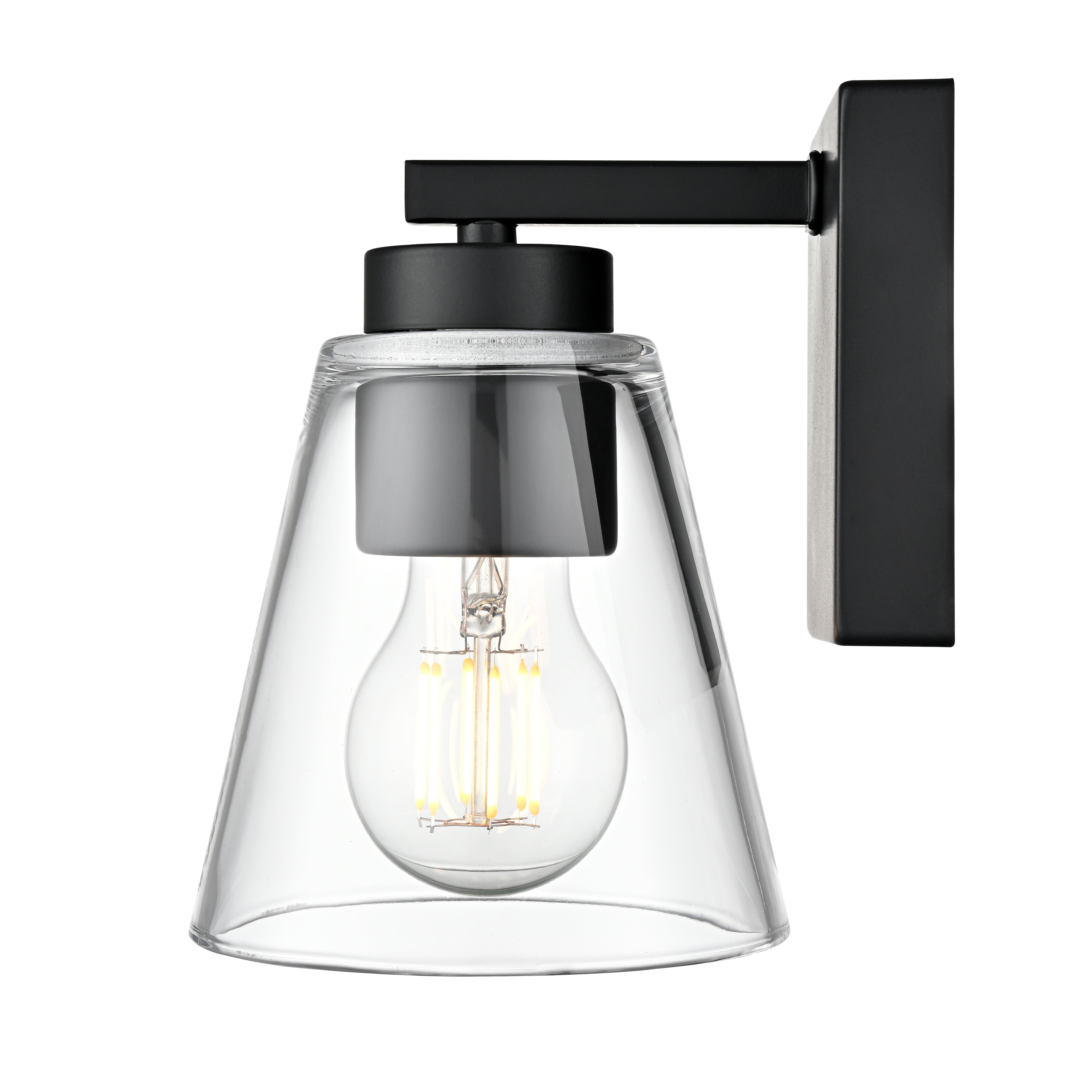 6.75-inch Strayhan Matte Black 1-Light Clear Glass Wall Sconce
