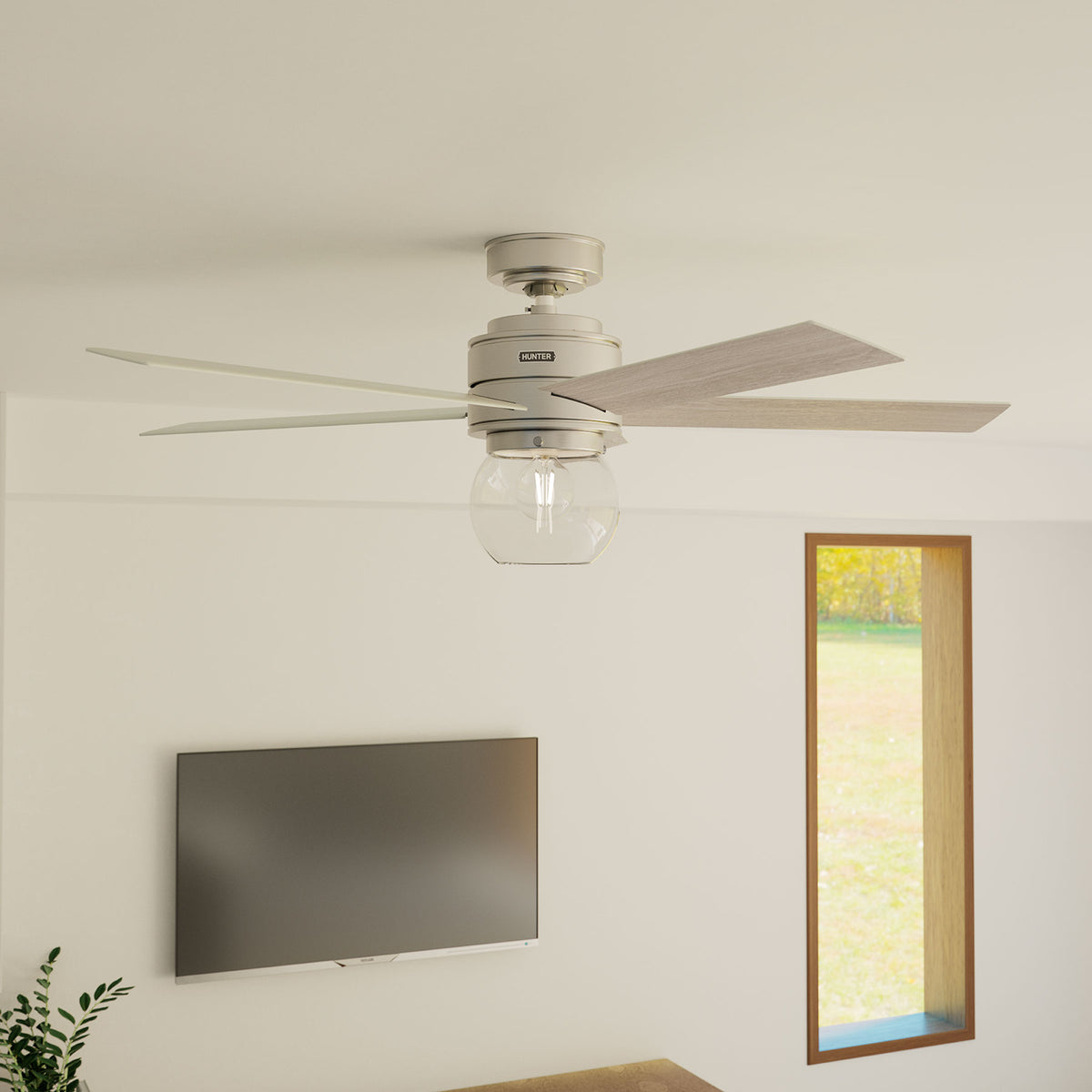 52 inch Xidane Brushed Nickel Ceiling Fan with LED Light Kit and Handheld Remote